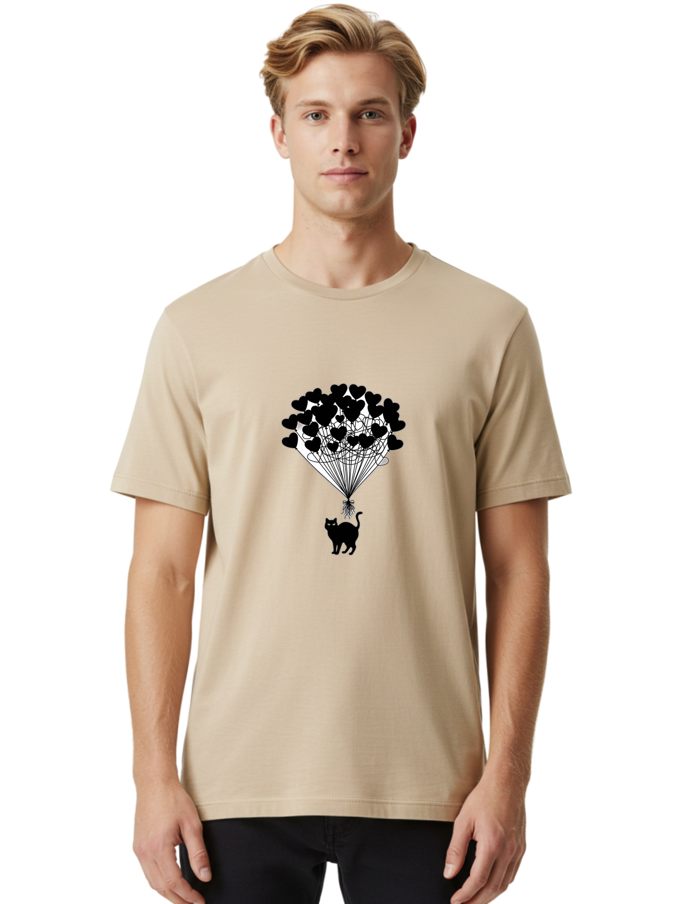 Cat-With-Heart-Balloon-2 Men'S Graphic Tee, 100% Cotton, Comfortable Casual Summer Wear, Machine Washable, Vintage Camera, Old Camera, Antique Camera, Black Camera, Classic Photography, Photography Equipment, Nostalgic Device, Film Camera, Bah709
