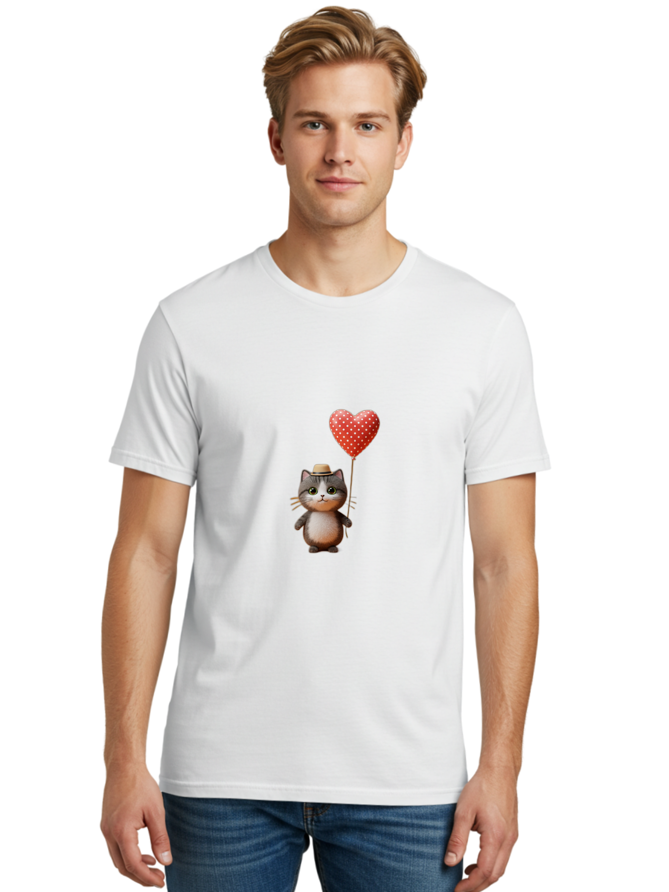 Cat-With-Heart-Balloon-4 Men'S Graphic Tee, 100% Cotton, Comfortable Casual Summer Wear, Machine Washable, Vintage Camera, Old Camera, Antique Camera, Black Camera, Classic Photography, Photography Equipment, Nostalgic Device, Film Camera, Bah711