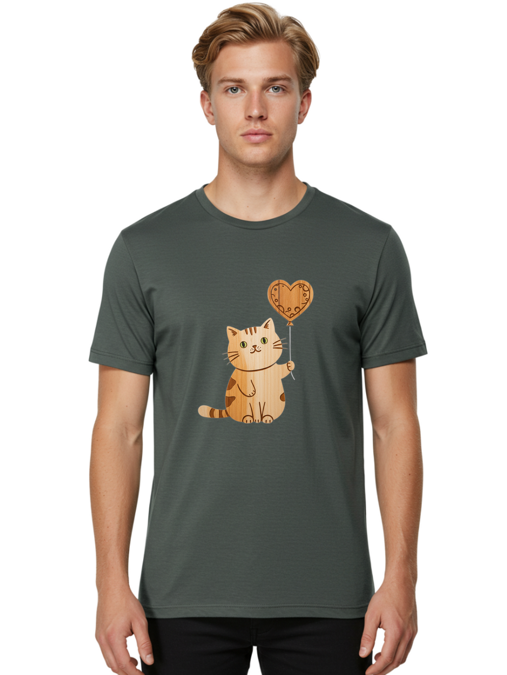 Cat-With-Heart-Balloon Men'S Graphic Tee, 100% Cotton, Comfortable Casual Summer Wear, Machine Washable, Vintage Camera, Old Camera, Antique Camera, Black Camera, Classic Photography, Photography Equipment, Nostalgic Device, Film Camera, Bah712