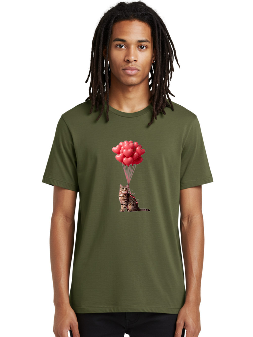 Cat-With-Heart-Balloons-1 Men'S Graphic Tee, 100% Cotton, Comfortable Casual Summer Wear, Machine Washable, Vintage Camera, Old Camera, Antique Camera, Black Camera, Classic Photography, Photography Equipment, Nostalgic Device, Film Camera, Bah713