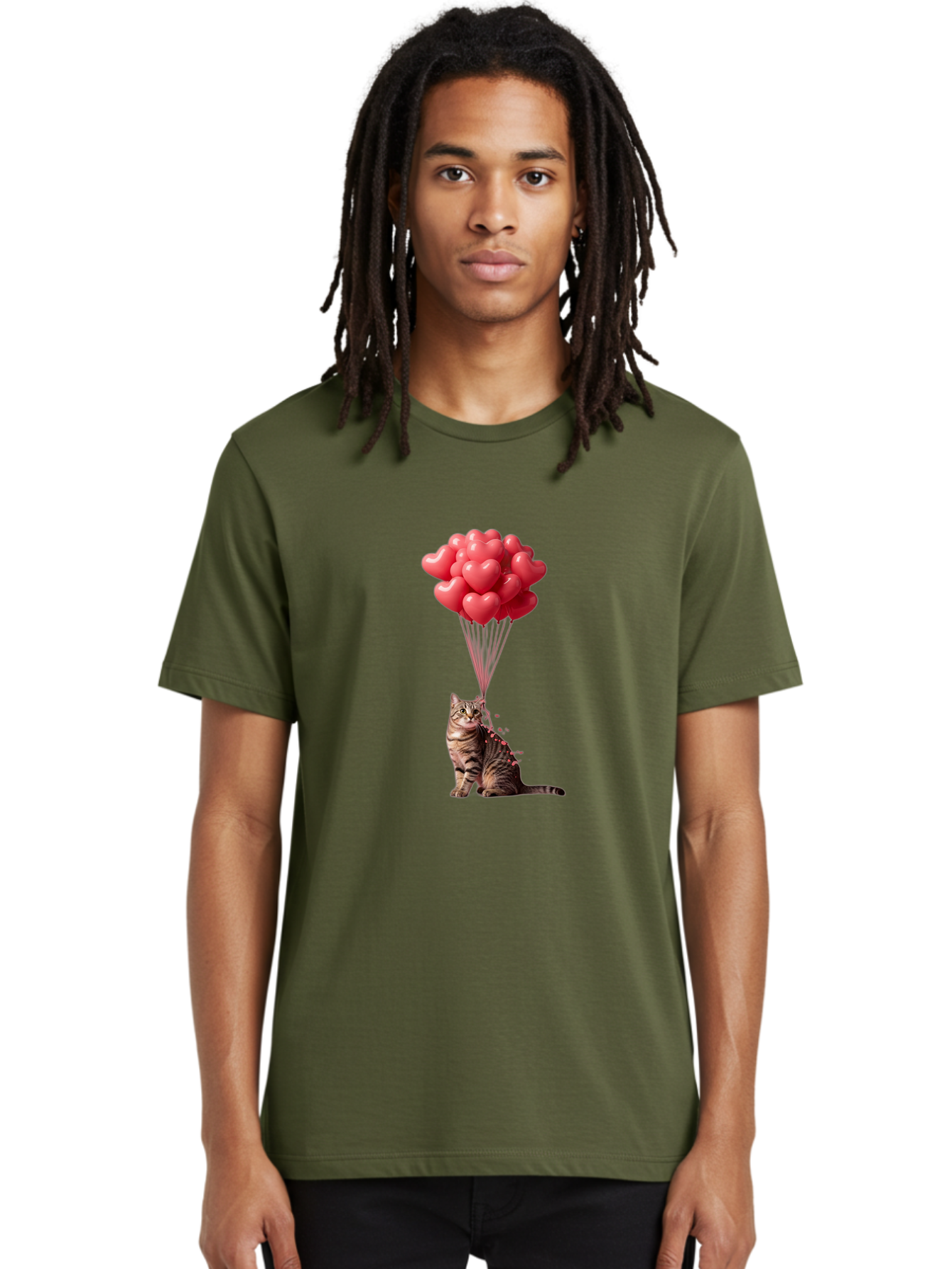 Cat-With-Heart-Balloons-1 Men'S Graphic Tee, 100% Cotton, Comfortable Casual Summer Wear, Machine Washable, Vintage Camera, Old Camera, Antique Camera, Black Camera, Classic Photography, Photography Equipment, Nostalgic Device, Film Camera, Bah713