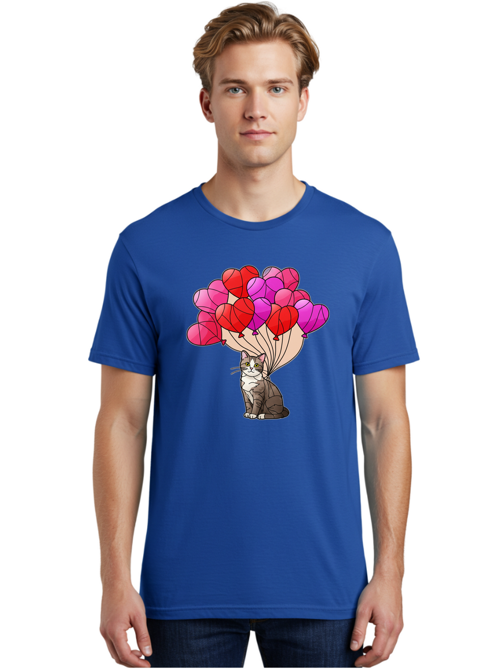Cat-With-Heart-Balloons-2 Men'S Graphic Tee, 100% Cotton, Comfortable Casual Summer Wear, Machine Washable, Vintage Camera, Old Camera, Antique Camera, Black Camera, Classic Photography, Photography Equipment, Nostalgic Device, Film Camera, Bah714
