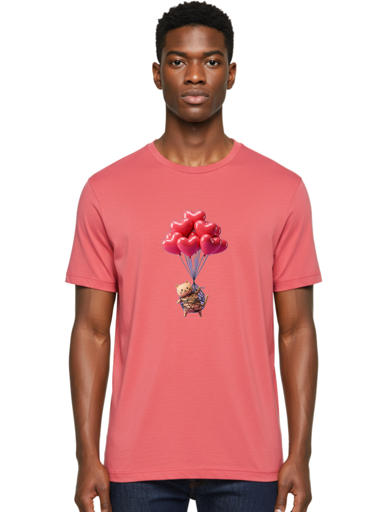 Cat-With-Heart-Balloons Men'S Graphic Tee, 100% Cotton, Comfortable Casual Summer Wear, Machine Washable, Vintage Camera, Old Camera, Antique Camera, Black Camera, Classic Photography, Photography Equipment, Nostalgic Device, Film Camera, Bah715