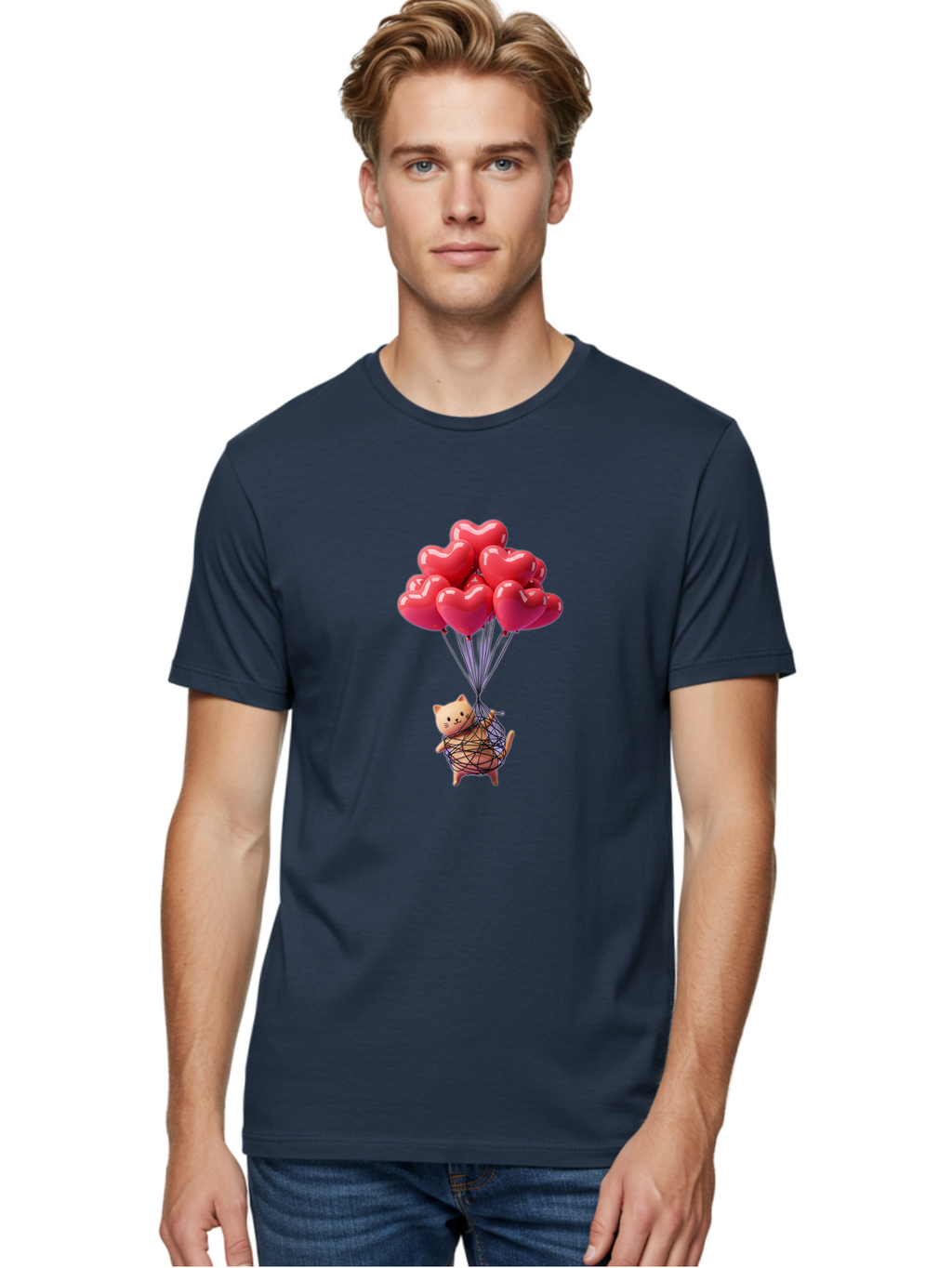 Cat-With-Heart-Balloons Men'S Graphic Tee, 100% Cotton, Comfortable Casual Summer Wear, Machine Washable, Vintage Camera, Old Camera, Antique Camera, Black Camera, Classic Photography, Photography Equipment, Nostalgic Device, Film Camera, Bah715