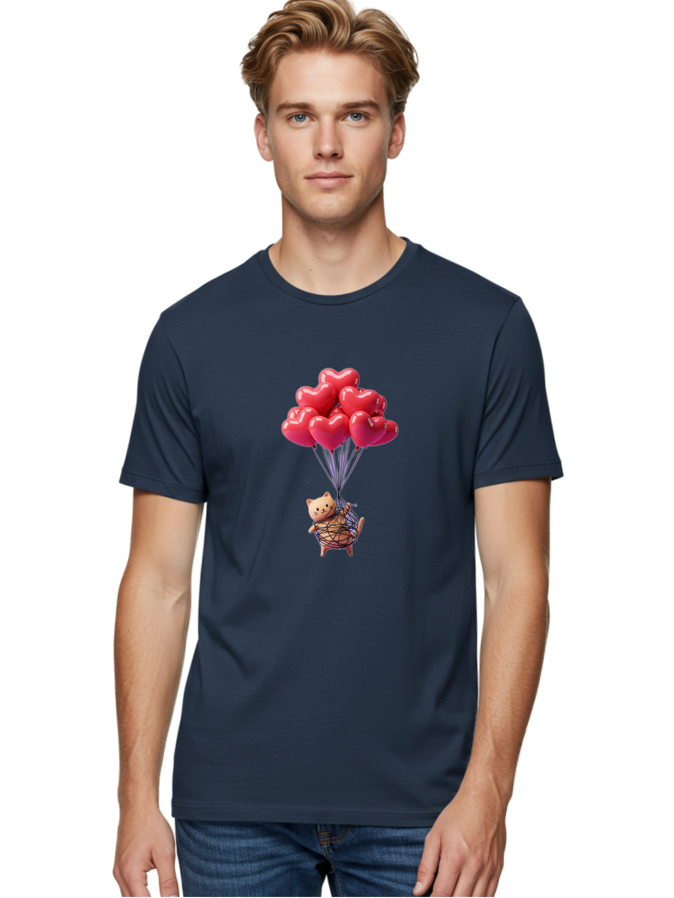 Cat-With-Heart-Balloons Men'S Graphic Tee, 100% Cotton, Comfortable Casual Summer Wear, Machine Washable, Vintage Camera, Old Camera, Antique Camera, Black Camera, Classic Photography, Photography Equipment, Nostalgic Device, Film Camera, Bah715