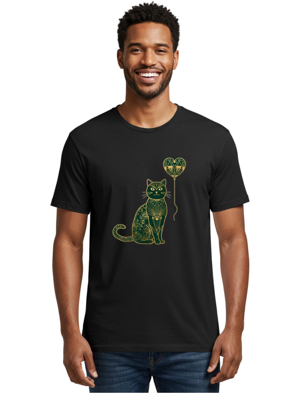 Cat-With-Heart-Shaped-Balloon-1 Men'S Graphic Tee, 100% Cotton, Comfortable Casual Summer Wear, Machine Washable, Vintage Camera, Old Camera, Antique Camera, Black Camera, Classic Photography, Photography Equipment, Nostalgic Device, Bah716