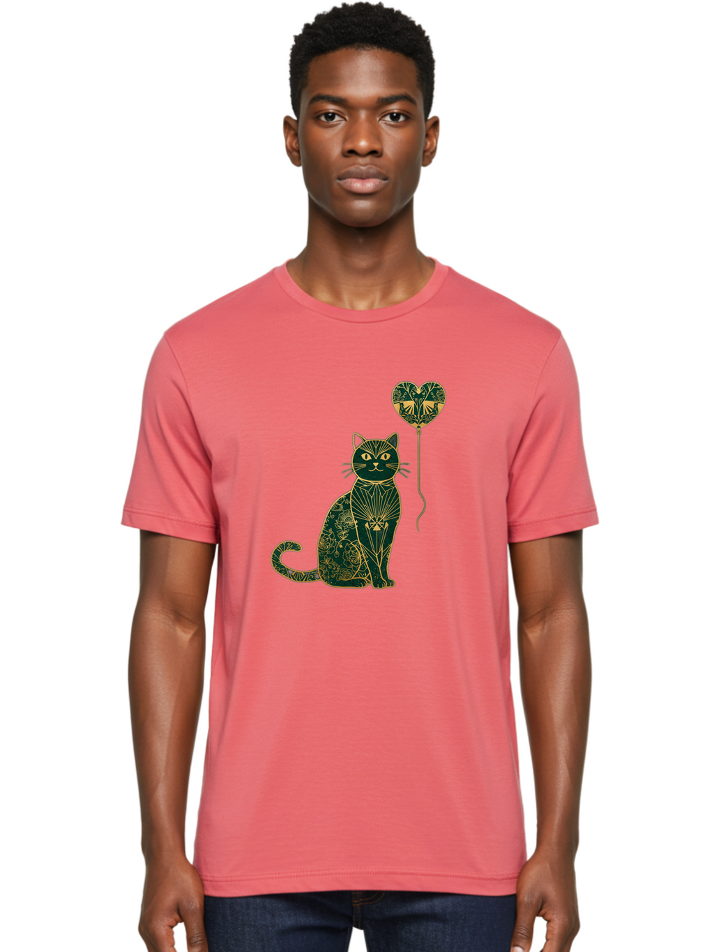 Cat-With-Heart-Shaped-Balloon-1 Men'S Graphic Tee, 100% Cotton, Comfortable Casual Summer Wear, Machine Washable, Vintage Camera, Old Camera, Antique Camera, Black Camera, Classic Photography, Photography Equipment, Nostalgic Device, Bah716