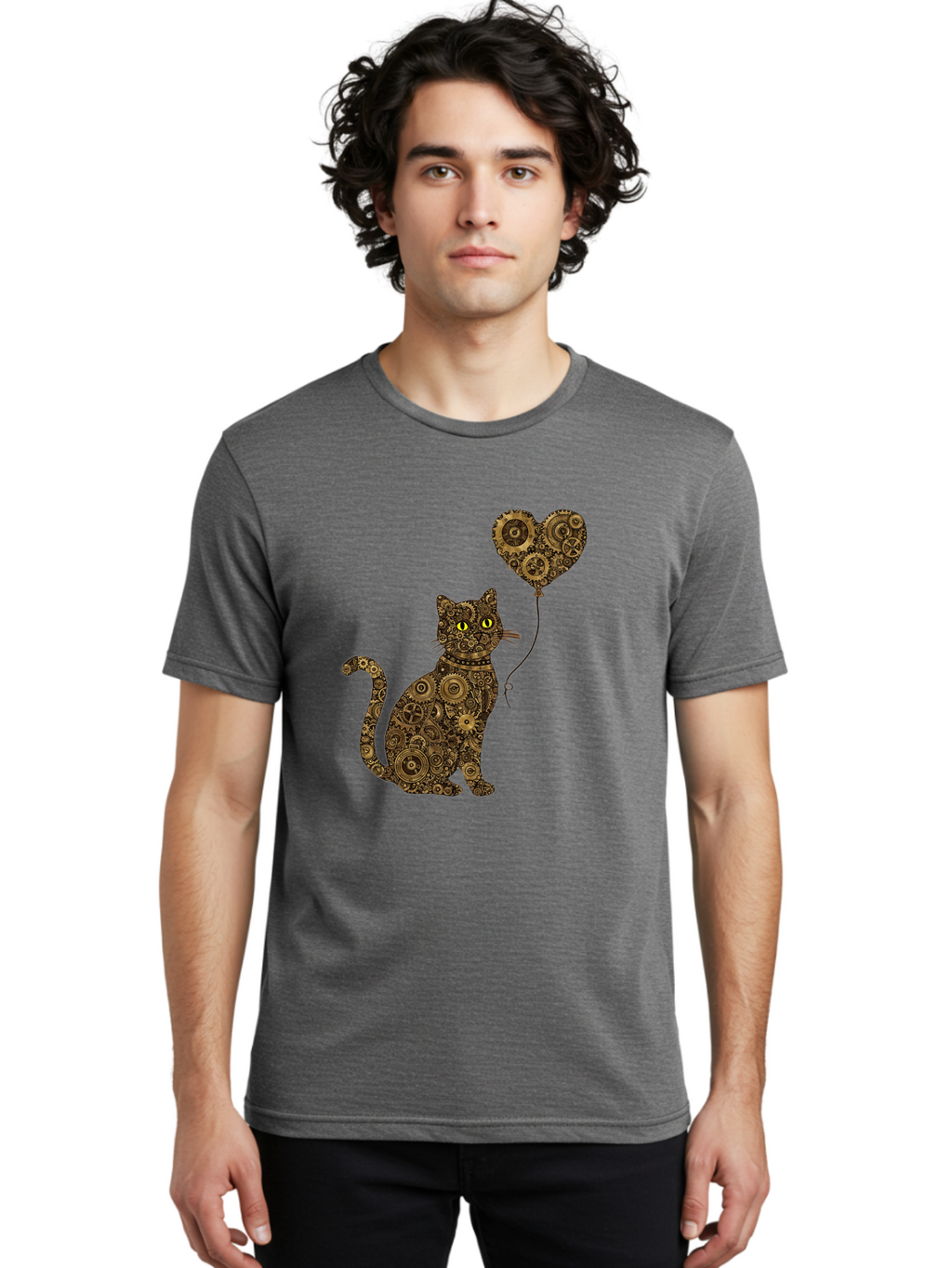 Cat-With-Heart-Shaped-Balloon Men'S Graphic Tee, 100% Cotton, Comfortable Casual Summer Wear, Machine Washable, Vintage Camera, Old Camera, Antique Camera, Black Camera, Classic Photography, Photography Equipment, Nostalgic Device, Bah717