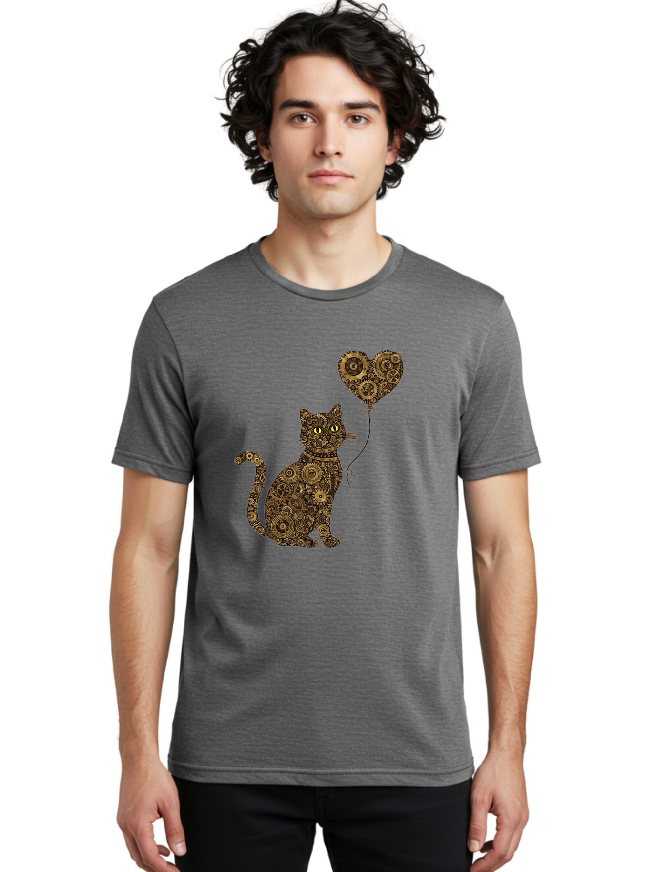 Cat-With-Heart-Shaped-Balloon Men'S Graphic Tee, 100% Cotton, Comfortable Casual Summer Wear, Machine Washable, Vintage Camera, Old Camera, Antique Camera, Black Camera, Classic Photography, Photography Equipment, Nostalgic Device, Bah717