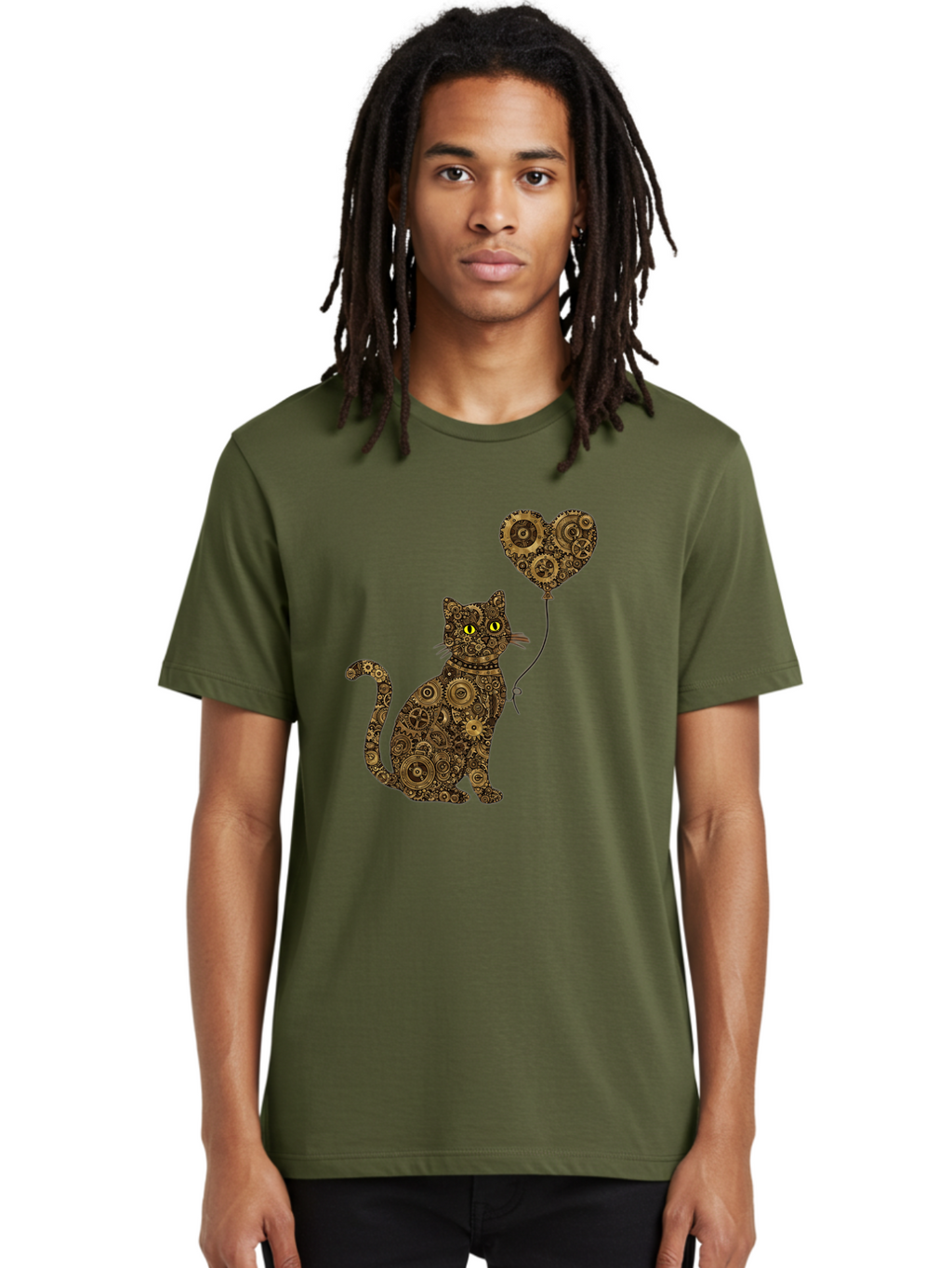 Cat-With-Heart-Shaped-Balloon Men'S Graphic Tee, 100% Cotton, Comfortable Casual Summer Wear, Machine Washable, Vintage Camera, Old Camera, Antique Camera, Black Camera, Classic Photography, Photography Equipment, Nostalgic Device, Bah717