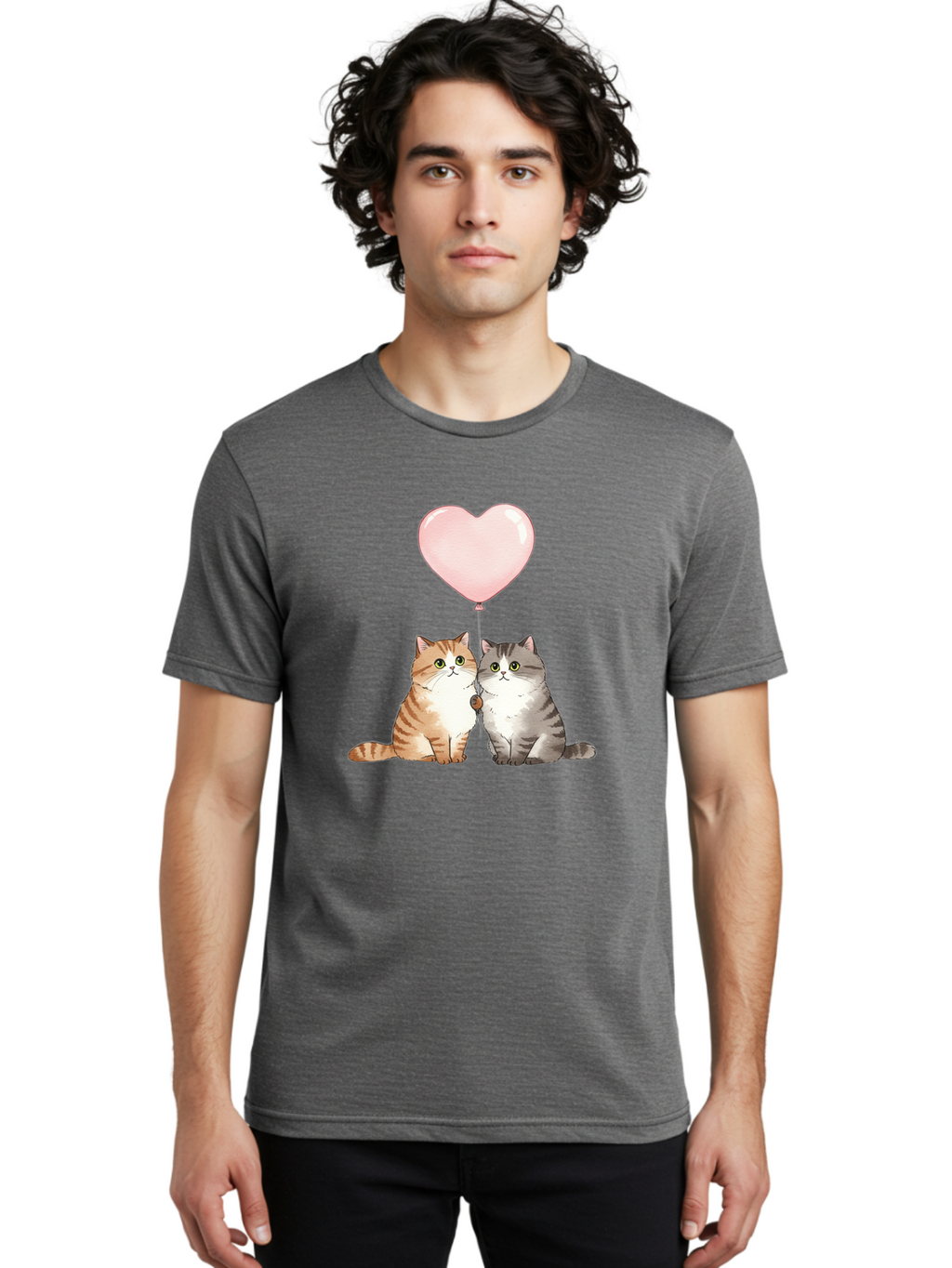 Cats-With-Heart-Balloon-2 Men'S Graphic Tee, 100% Cotton, Comfortable Casual Summer Wear, Machine Washable, Vintage Camera, Old Camera, Antique Camera, Black Camera, Classic Photography, Photography Equipment, Nostalgic Device, Film Camera, Bah723