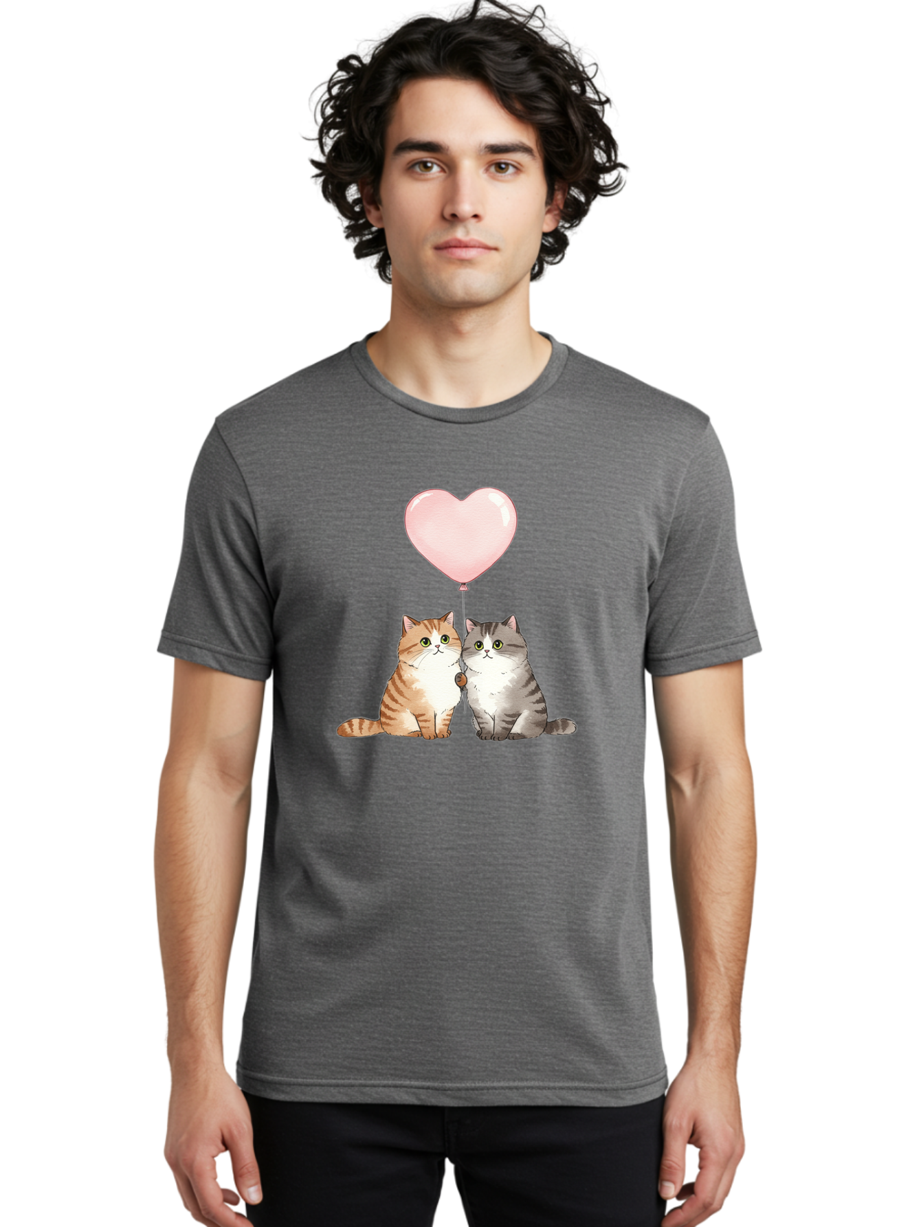 Cats-With-Heart-Balloon-2 Men'S Graphic Tee, 100% Cotton, Comfortable Casual Summer Wear, Machine Washable, Vintage Camera, Old Camera, Antique Camera, Black Camera, Classic Photography, Photography Equipment, Nostalgic Device, Film Camera, Bah723