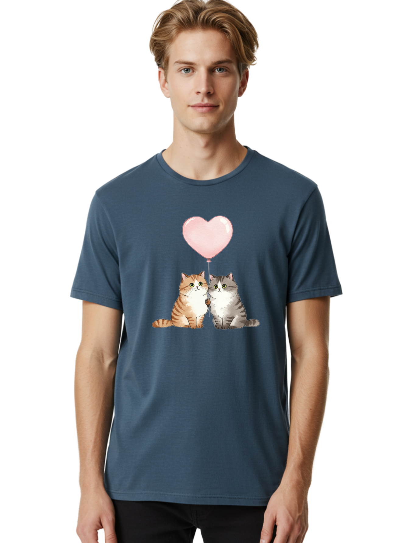 Cats-With-Heart-Balloon-2 Men'S Graphic Tee, 100% Cotton, Comfortable Casual Summer Wear, Machine Washable, Vintage Camera, Old Camera, Antique Camera, Black Camera, Classic Photography, Photography Equipment, Nostalgic Device, Film Camera, Bah723