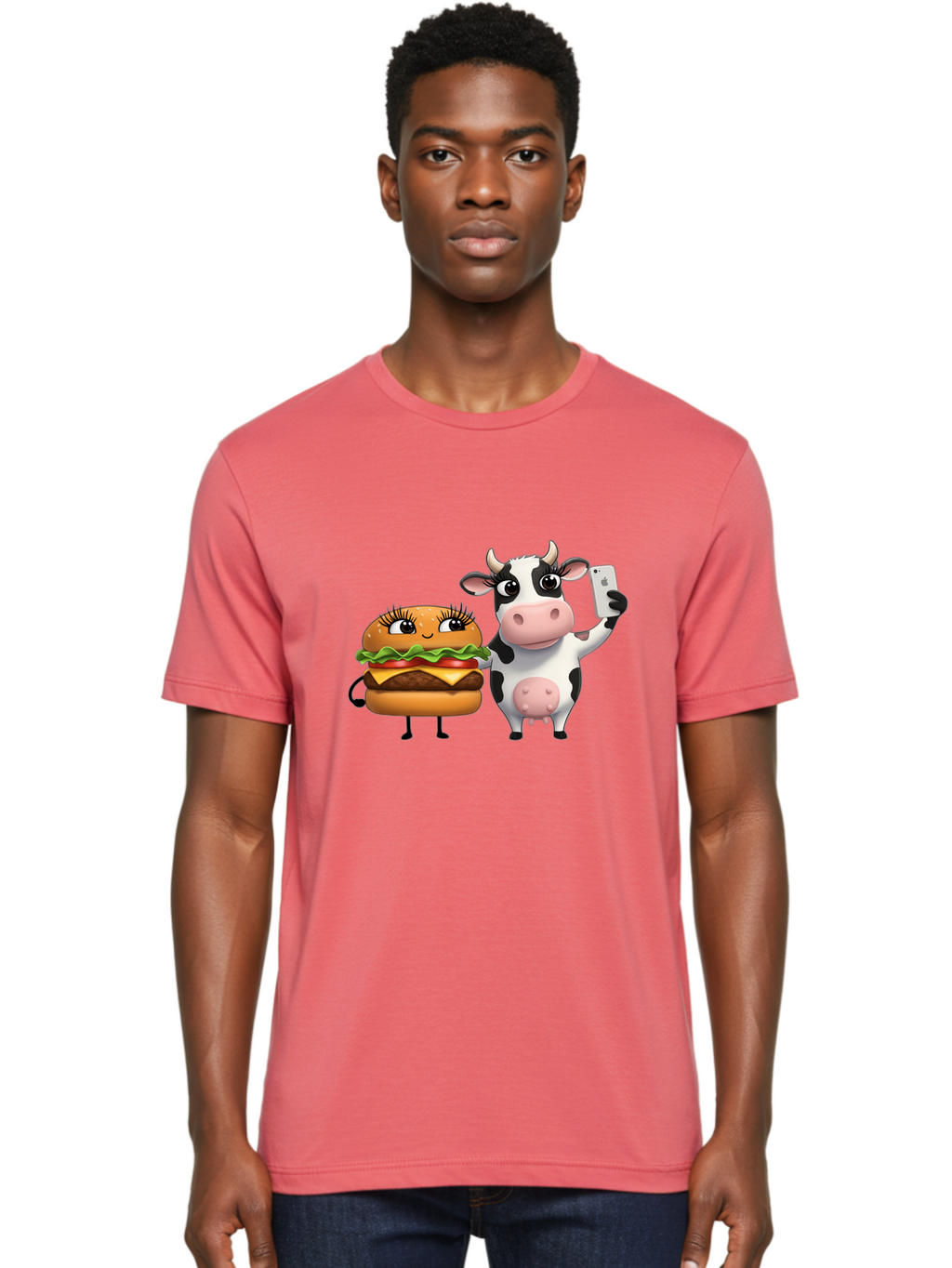 Cheeseburger-Cow-1 Men'S Graphic Tee, 100% Cotton, Comfortable Casual Summer Wear, Machine Washable, Vintage Camera, Old Camera, Antique Camera, Black Camera, Classic Photography, Photography Equipment, Nostalgic Device, Film Camera, Bah726