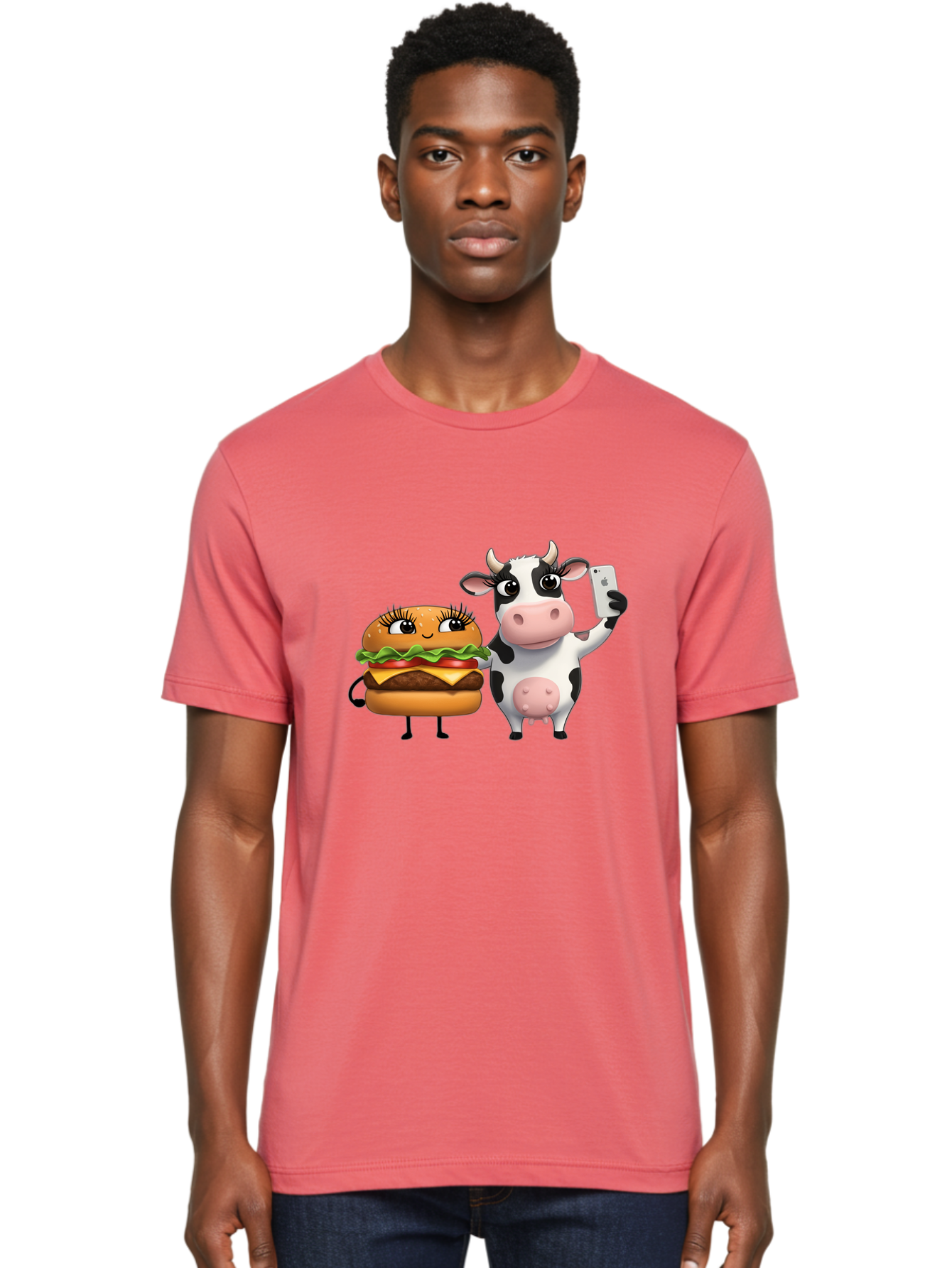Cheeseburger-Cow-1 Men'S Graphic Tee, 100% Cotton, Comfortable Casual Summer Wear, Machine Washable, Vintage Camera, Old Camera, Antique Camera, Black Camera, Classic Photography, Photography Equipment, Nostalgic Device, Film Camera, Bah726