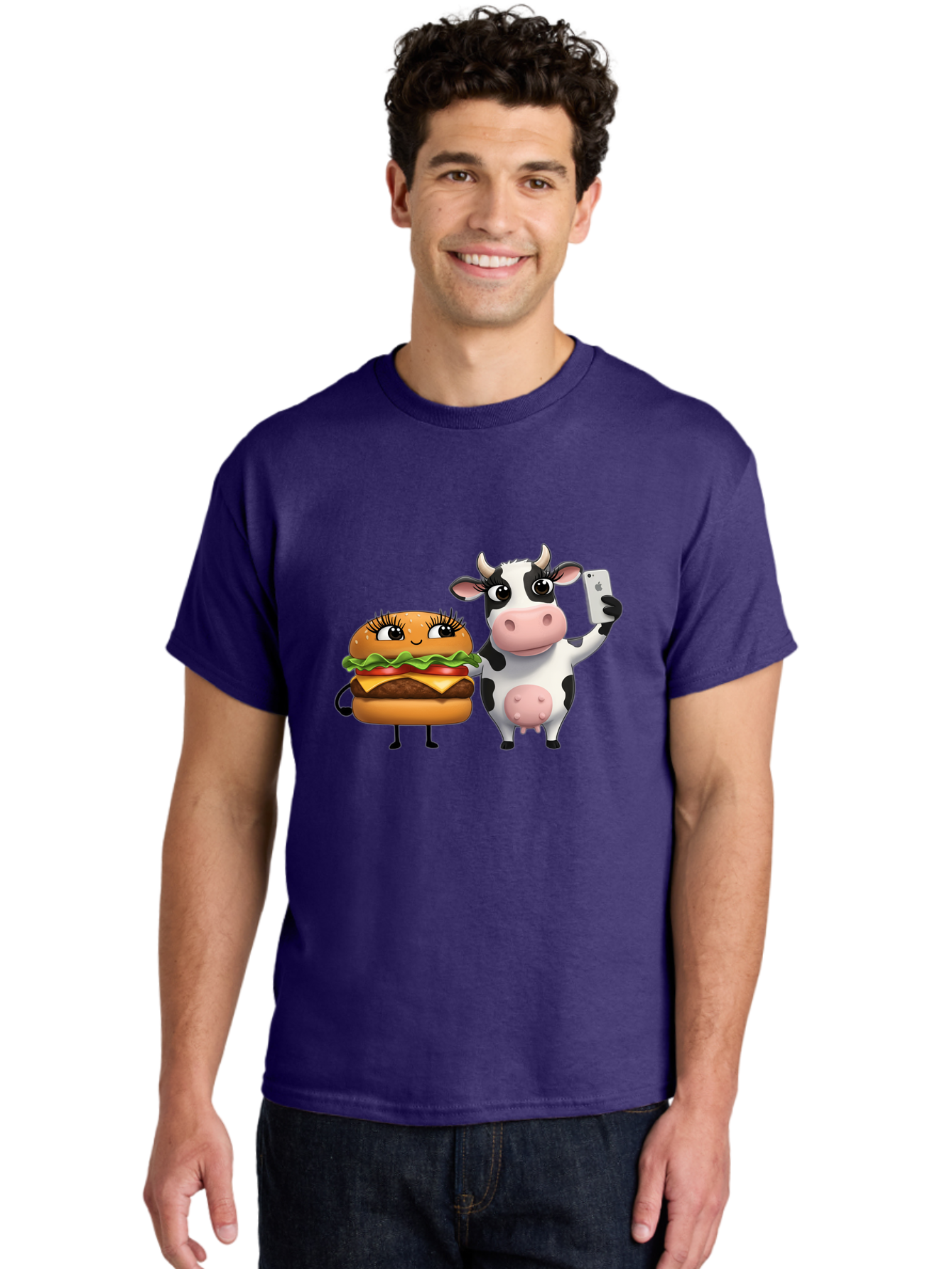 Cheeseburger-Cow-1 Men'S Graphic Tee, 100% Cotton, Comfortable Casual Summer Wear, Machine Washable, Vintage Camera, Old Camera, Antique Camera, Black Camera, Classic Photography, Photography Equipment, Nostalgic Device, Film Camera, Bah726