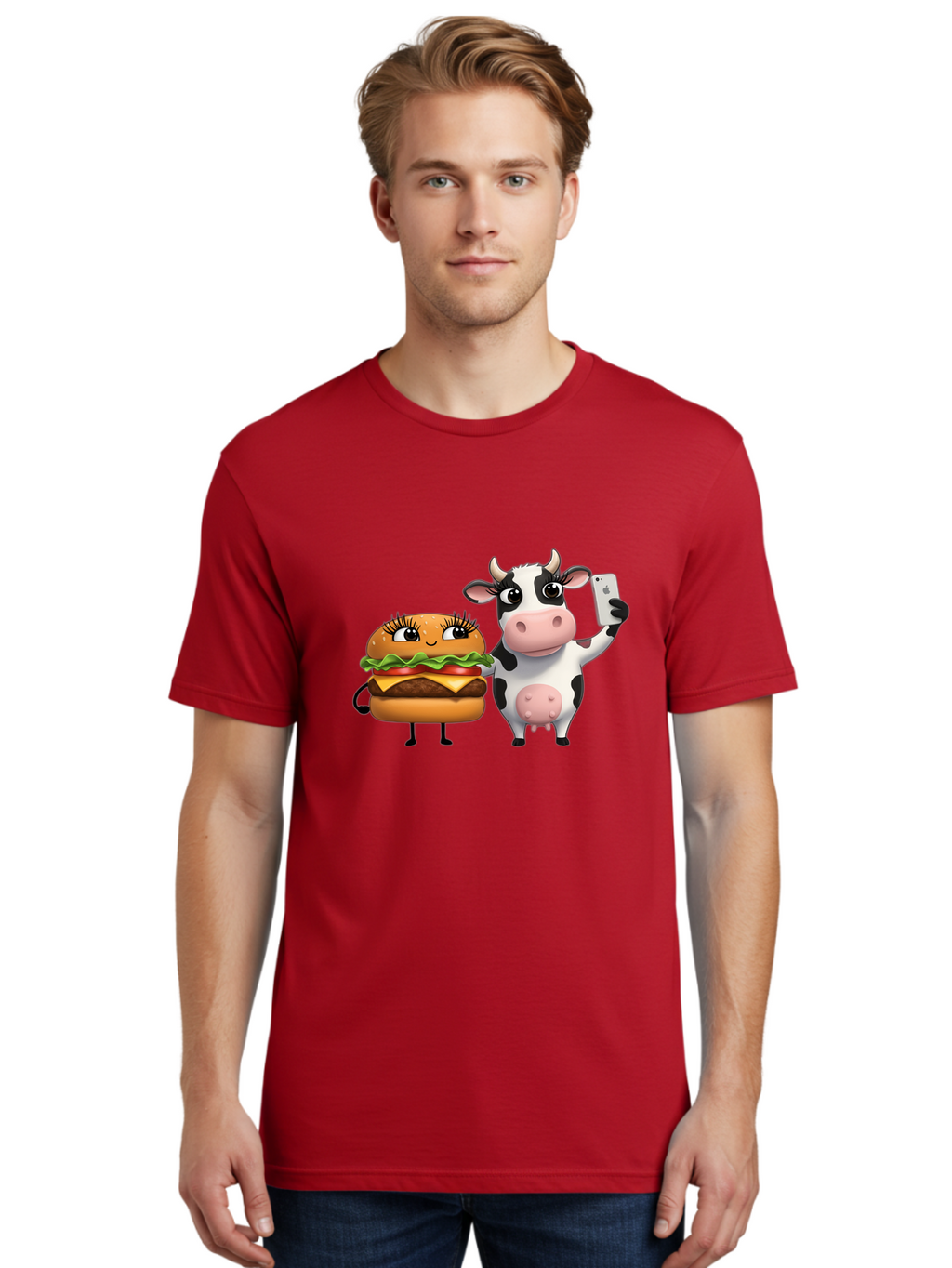 Cheeseburger-Cow-1 Men'S Graphic Tee, 100% Cotton, Comfortable Casual Summer Wear, Machine Washable, Vintage Camera, Old Camera, Antique Camera, Black Camera, Classic Photography, Photography Equipment, Nostalgic Device, Film Camera, Bah726