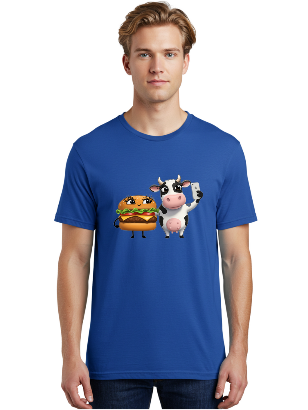 Cheeseburger-Cow-1 Men'S Graphic Tee, 100% Cotton, Comfortable Casual Summer Wear, Machine Washable, Vintage Camera, Old Camera, Antique Camera, Black Camera, Classic Photography, Photography Equipment, Nostalgic Device, Film Camera, Bah726