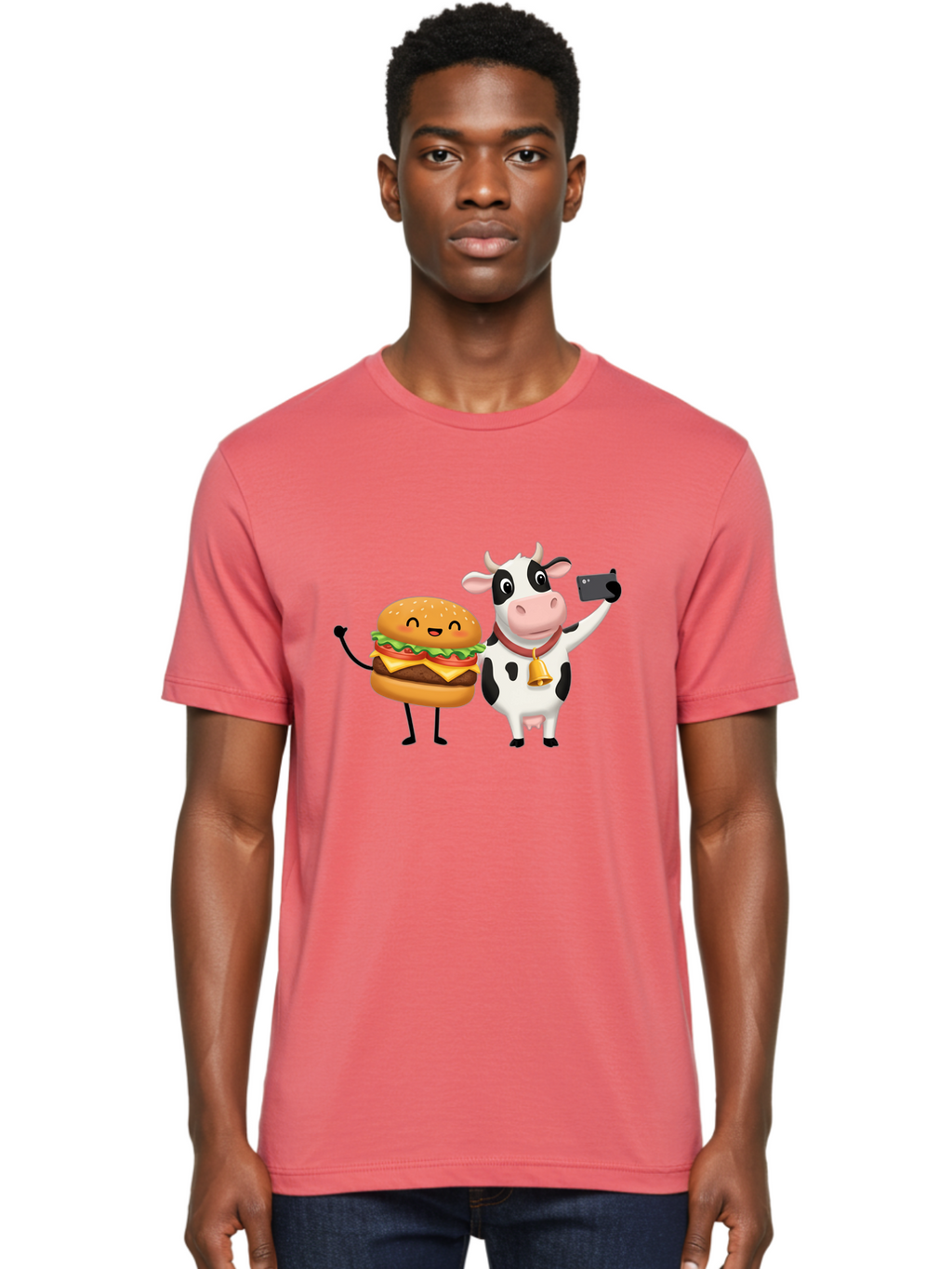 Cheeseburger-Cow Men'S Graphic Tee, 100% Cotton, Comfortable Casual Summer Wear, Machine Washable, Vintage Camera, Old Camera, Antique Camera, Black Camera, Classic Photography, Photography Equipment, Nostalgic Device, Film Camera, Camera Art Bah727