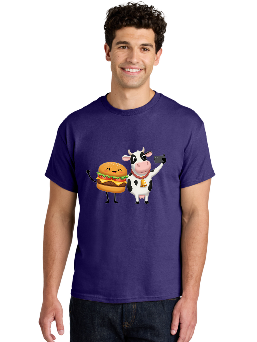 Cheeseburger-Cow Men'S Graphic Tee, 100% Cotton, Comfortable Casual Summer Wear, Machine Washable, Vintage Camera, Old Camera, Antique Camera, Black Camera, Classic Photography, Photography Equipment, Nostalgic Device, Film Camera, Camera Art Bah727