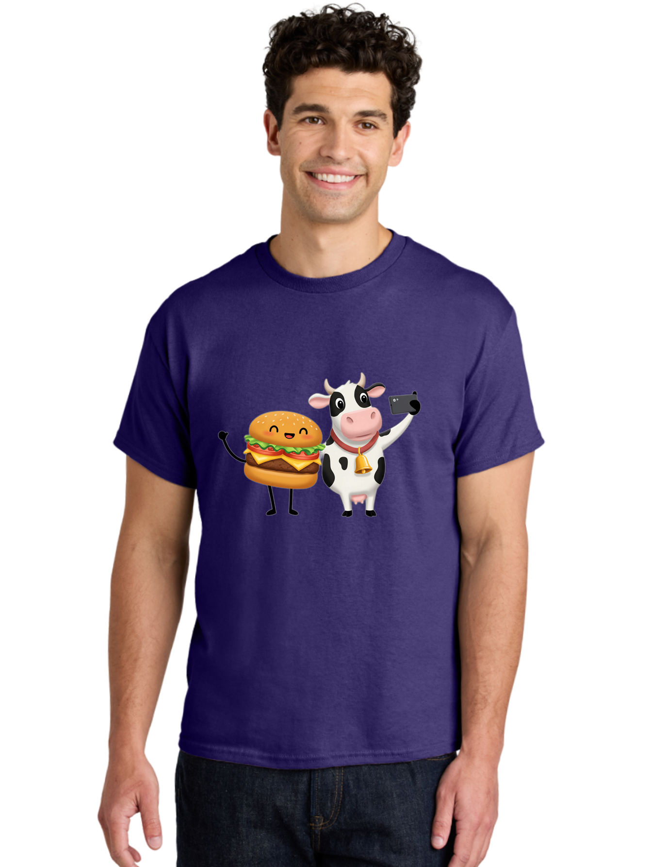 Cheeseburger-Cow Men'S Graphic Tee, 100% Cotton, Comfortable Casual Summer Wear, Machine Washable, Vintage Camera, Old Camera, Antique Camera, Black Camera, Classic Photography, Photography Equipment, Nostalgic Device, Film Camera, Camera Art Bah727