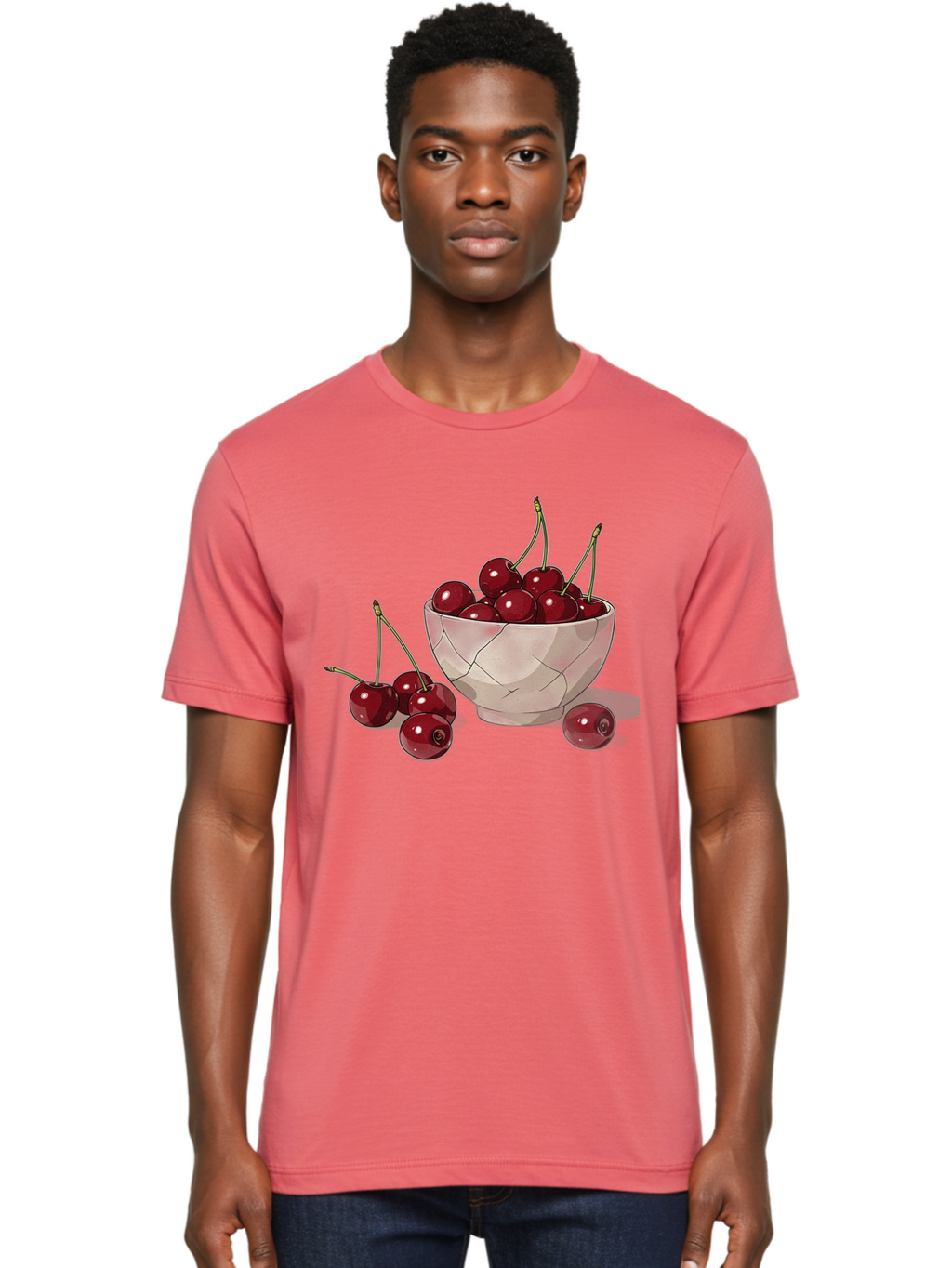 Cherries-1 Men'S Graphic Tee, 100% Cotton, Comfortable Casual Summer Wear, Machine Washable, Vintage Camera, Old Camera, Antique Camera, Black Camera, Classic Photography, Photography Equipment, Nostalgic Device, Film Camera, Camera Art Bah729
