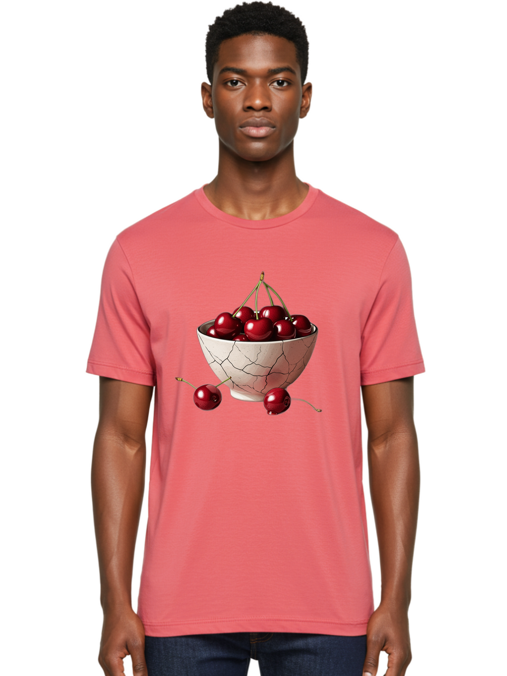 Cherries-2 Men'S Graphic Tee, 100% Cotton, Comfortable Casual Summer Wear, Machine Washable, Vintage Camera, Old Camera, Antique Camera, Black Camera, Classic Photography, Photography Equipment, Nostalgic Device, Film Camera, Camera Art Bah730