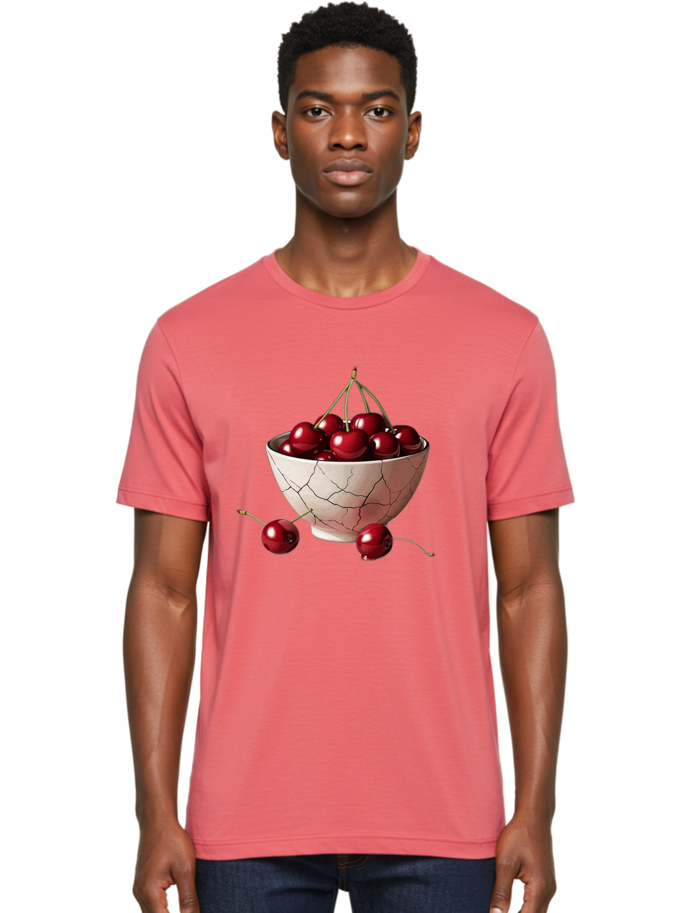 Cherries-2 Men'S Graphic Tee, 100% Cotton, Comfortable Casual Summer Wear, Machine Washable, Vintage Camera, Old Camera, Antique Camera, Black Camera, Classic Photography, Photography Equipment, Nostalgic Device, Film Camera, Camera Art Bah730