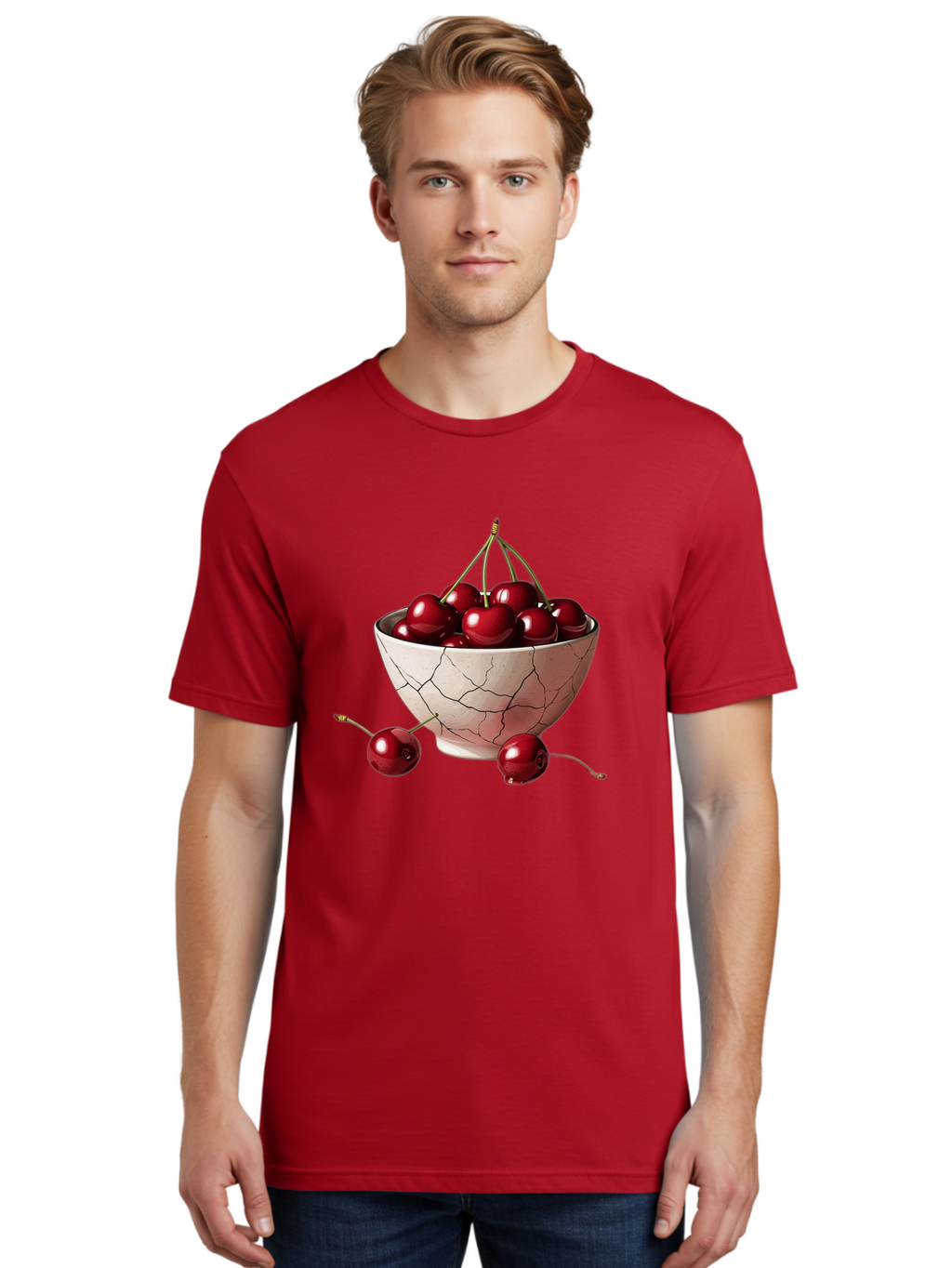 Cherries-2 Men'S Graphic Tee, 100% Cotton, Comfortable Casual Summer Wear, Machine Washable, Vintage Camera, Old Camera, Antique Camera, Black Camera, Classic Photography, Photography Equipment, Nostalgic Device, Film Camera, Camera Art Bah730