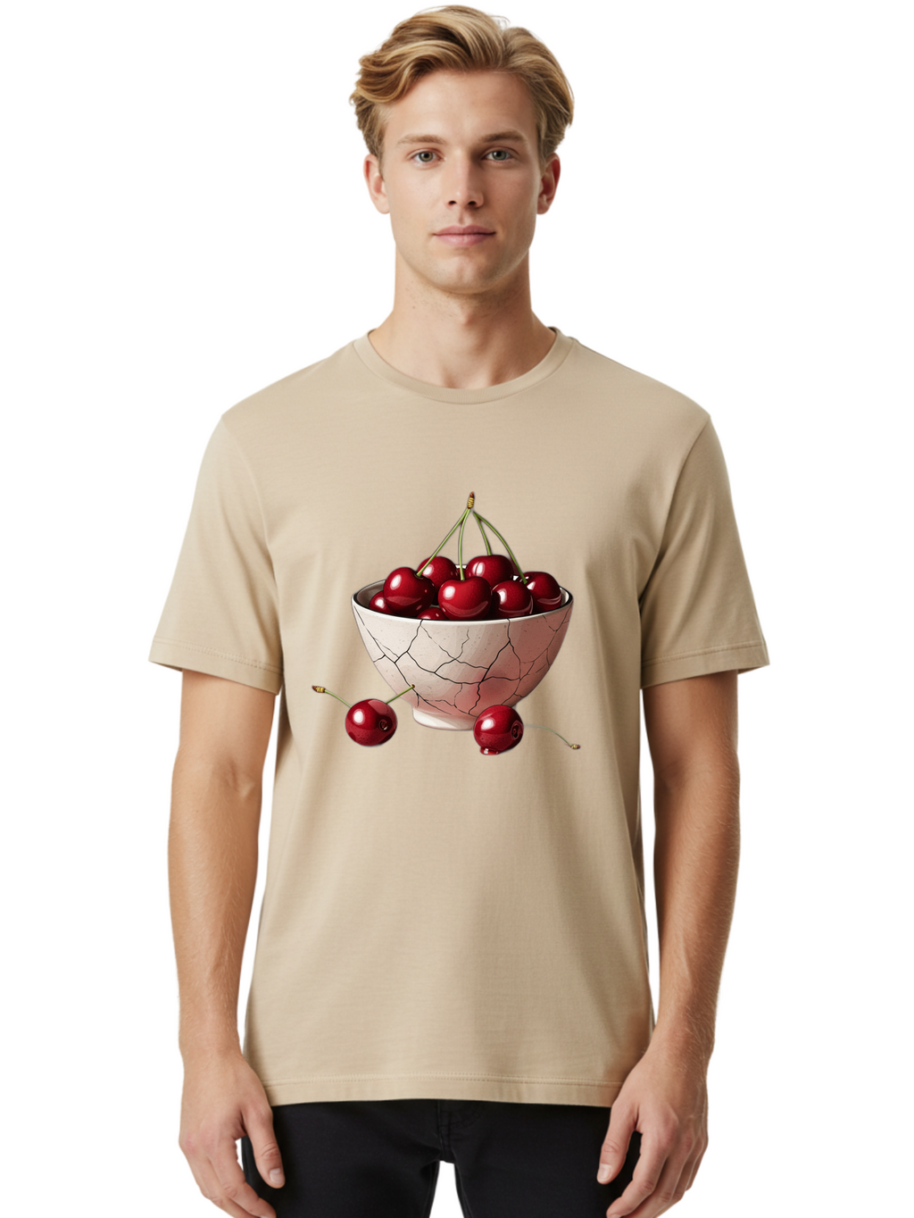 Cherries-2 Men'S Graphic Tee, 100% Cotton, Comfortable Casual Summer Wear, Machine Washable, Vintage Camera, Old Camera, Antique Camera, Black Camera, Classic Photography, Photography Equipment, Nostalgic Device, Film Camera, Camera Art Bah730