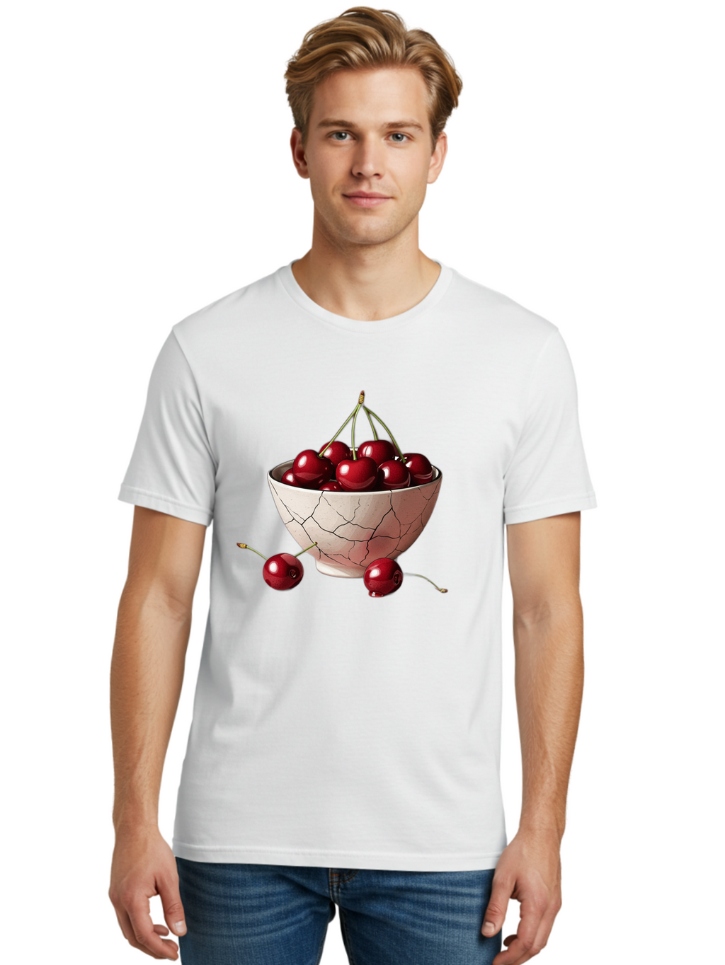 Cherries-2 Men'S Graphic Tee, 100% Cotton, Comfortable Casual Summer Wear, Machine Washable, Vintage Camera, Old Camera, Antique Camera, Black Camera, Classic Photography, Photography Equipment, Nostalgic Device, Film Camera, Camera Art Bah730