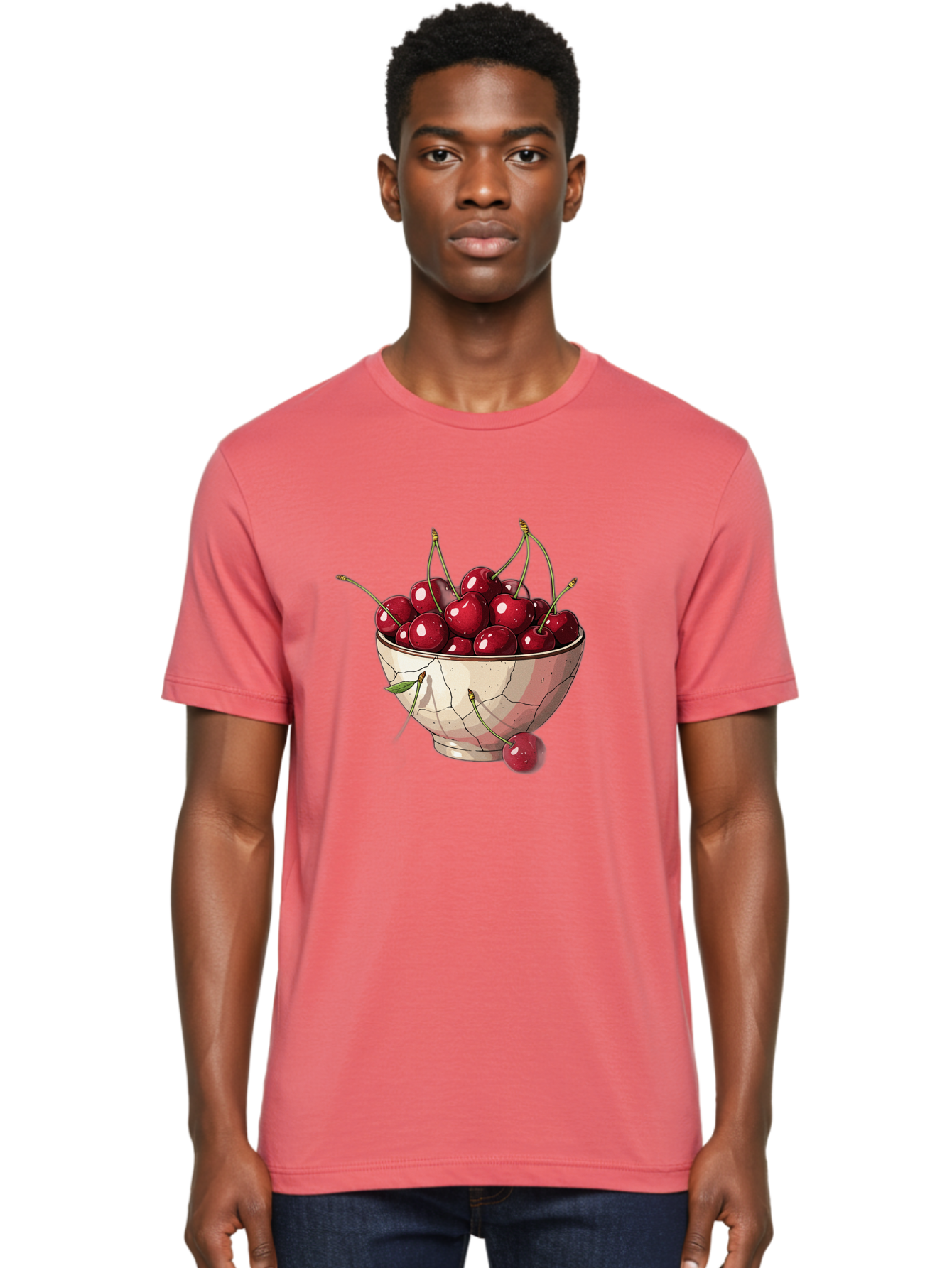 Cherries-In-Bowl-1 Men'S Graphic Tee, 100% Cotton, Comfortable Casual Summer Wear, Machine Washable, Vintage Camera, Old Camera, Antique Camera, Black Camera, Classic Photography, Photography Equipment, Nostalgic Device, Film Camera, Bah732