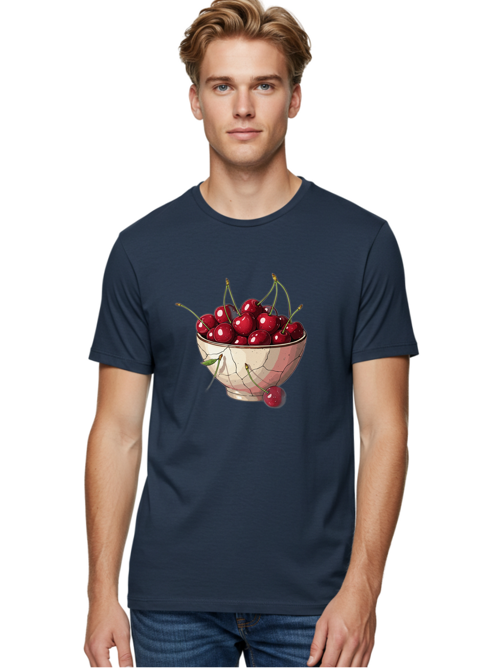 Cherries-In-Bowl-1 Men'S Graphic Tee, 100% Cotton, Comfortable Casual Summer Wear, Machine Washable, Vintage Camera, Old Camera, Antique Camera, Black Camera, Classic Photography, Photography Equipment, Nostalgic Device, Film Camera, Bah732