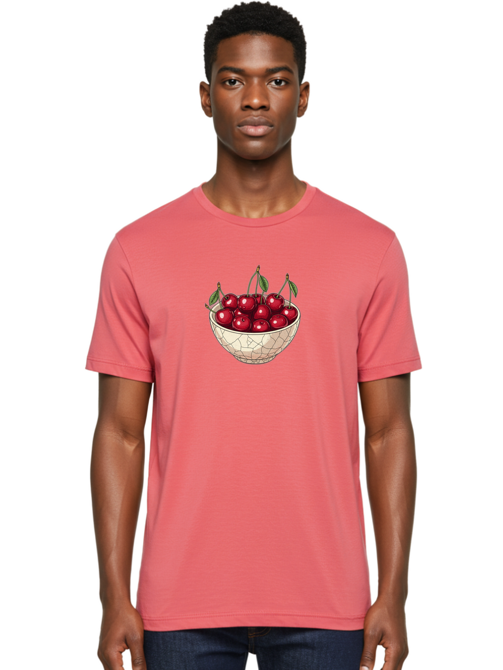 Cherries-In-Ceramic-Bowl Men'S Graphic Tee, 100% Cotton, Comfortable Casual Summer Wear, Machine Washable, Vintage Camera, Old Camera, Antique Camera, Black Camera, Classic Photography, Photography Equipment, Nostalgic Device, Film Camera, Bah735