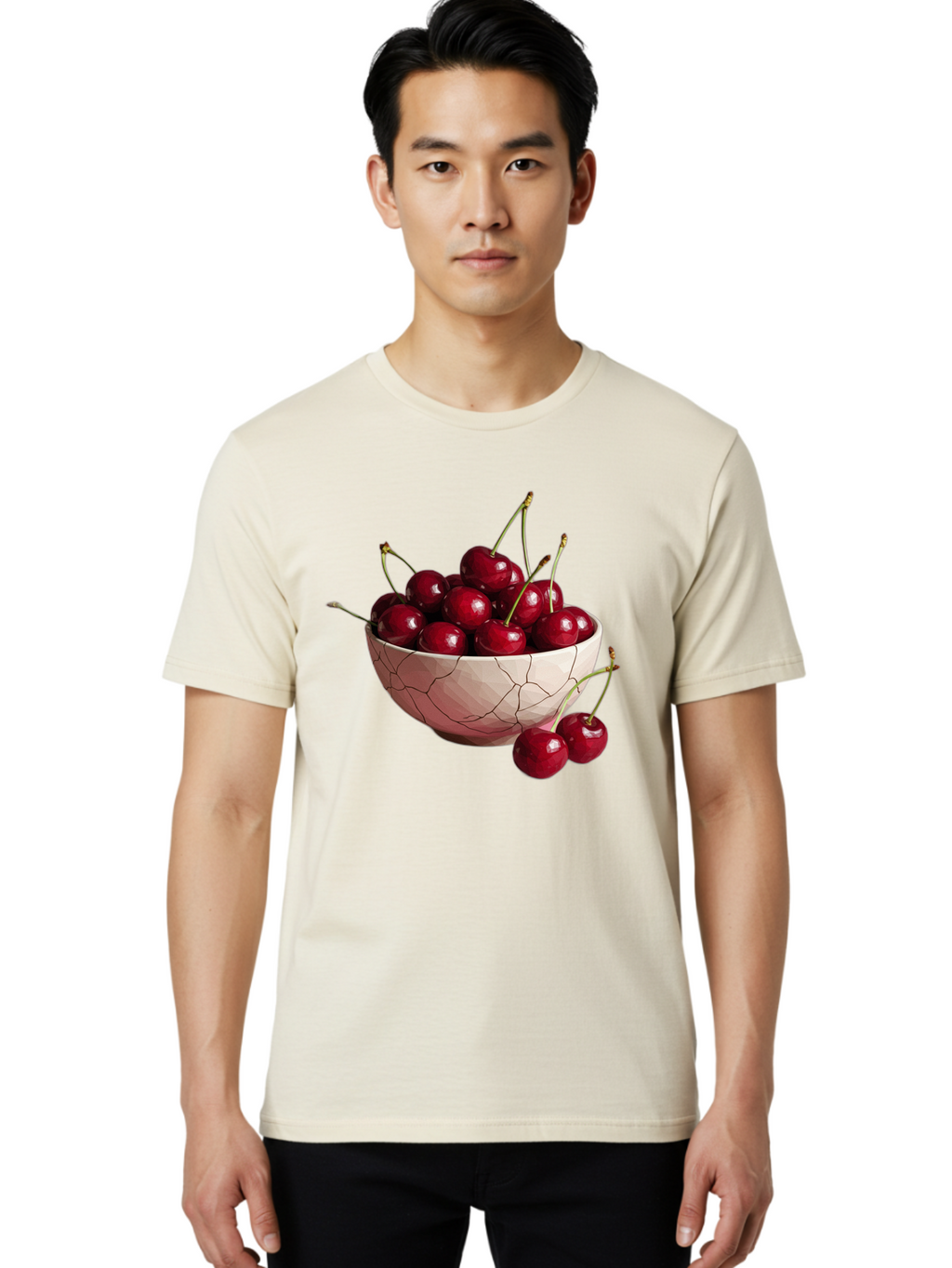 Cherries-In-Cracked-Bowl-1 Men'S Graphic Tee, 100% Cotton, Comfortable Casual Summer Wear, Machine Washable, Vintage Camera, Old Camera, Antique Camera, Black Camera, Classic Photography, Photography Equipment, Nostalgic Device, Film Camera, Bah736