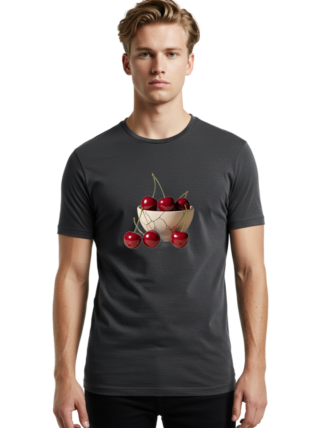 Cherries-In-Cracked-Bowl-2 Men'S Graphic Tee, 100% Cotton, Comfortable Casual Summer Wear, Machine Washable, Vintage Camera, Old Camera, Antique Camera, Black Camera, Classic Photography, Photography Equipment, Nostalgic Device, Film Camera, Bah737