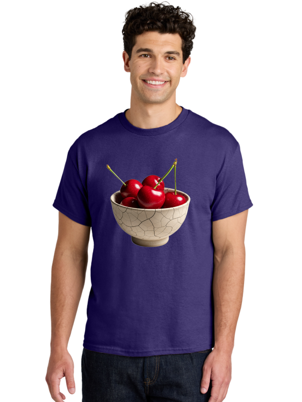 Cherries-In-Kintsugi-Bowl Men'S Graphic Tee, 100% Cotton, Comfortable Casual Summer Wear, Machine Washable, Vintage Camera, Old Camera, Antique Camera, Black Camera, Classic Photography, Photography Equipment, Nostalgic Device, Film Camera, Bah740