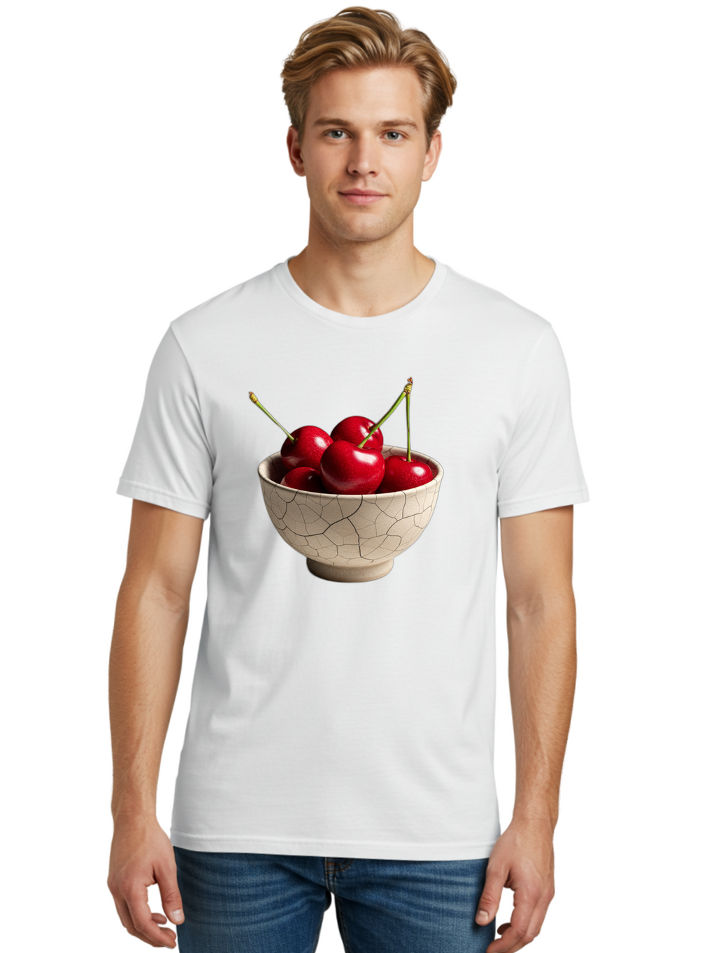 Cherries-In-Kintsugi-Bowl Men'S Graphic Tee, 100% Cotton, Comfortable Casual Summer Wear, Machine Washable, Vintage Camera, Old Camera, Antique Camera, Black Camera, Classic Photography, Photography Equipment, Nostalgic Device, Film Camera, Bah740