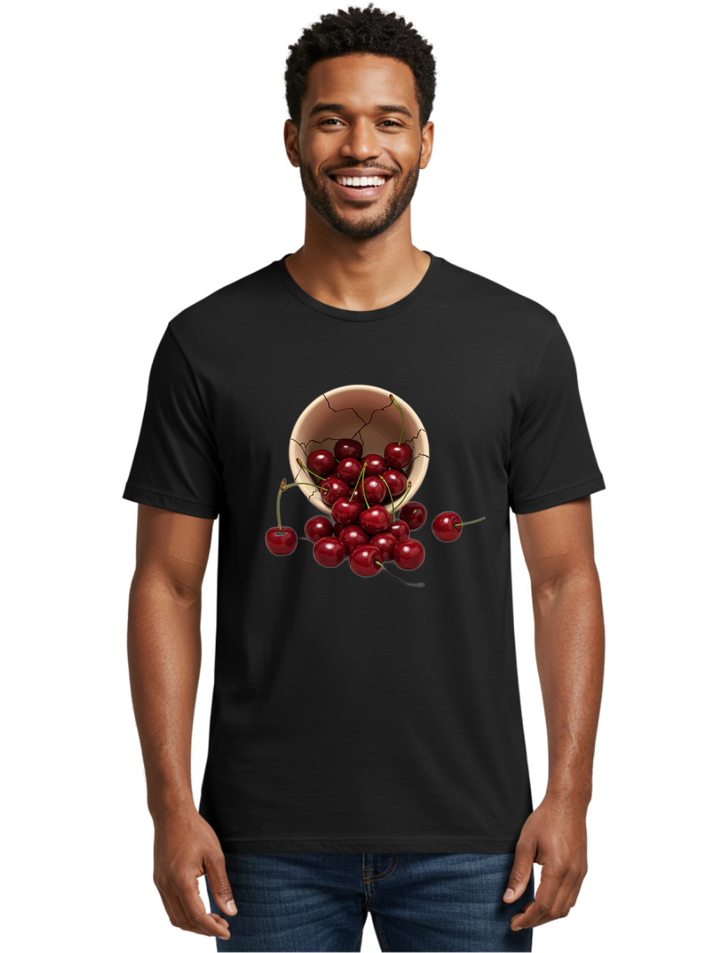 Cherries Men'S Graphic Tee, 100% Cotton, Comfortable Casual Summer Wear, Machine Washable, Vintage Camera, Old Camera, Antique Camera, Black Camera, Classic Photography, Photography Equipment, Nostalgic Device, Film Camera, Camera Art Bah741