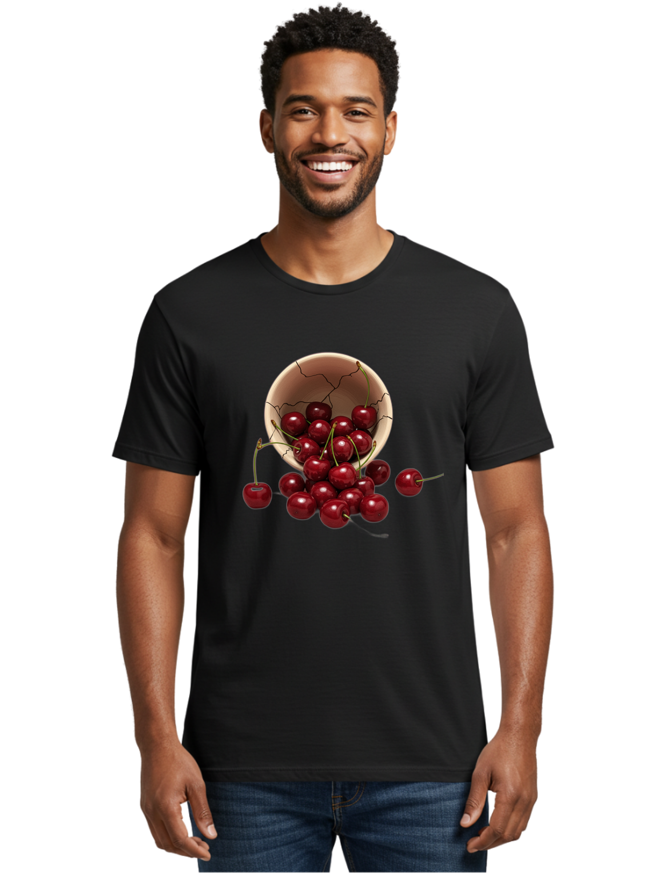 Cherries Men'S Graphic Tee, 100% Cotton, Comfortable Casual Summer Wear, Machine Washable, Vintage Camera, Old Camera, Antique Camera, Black Camera, Classic Photography, Photography Equipment, Nostalgic Device, Film Camera, Camera Art Bah741