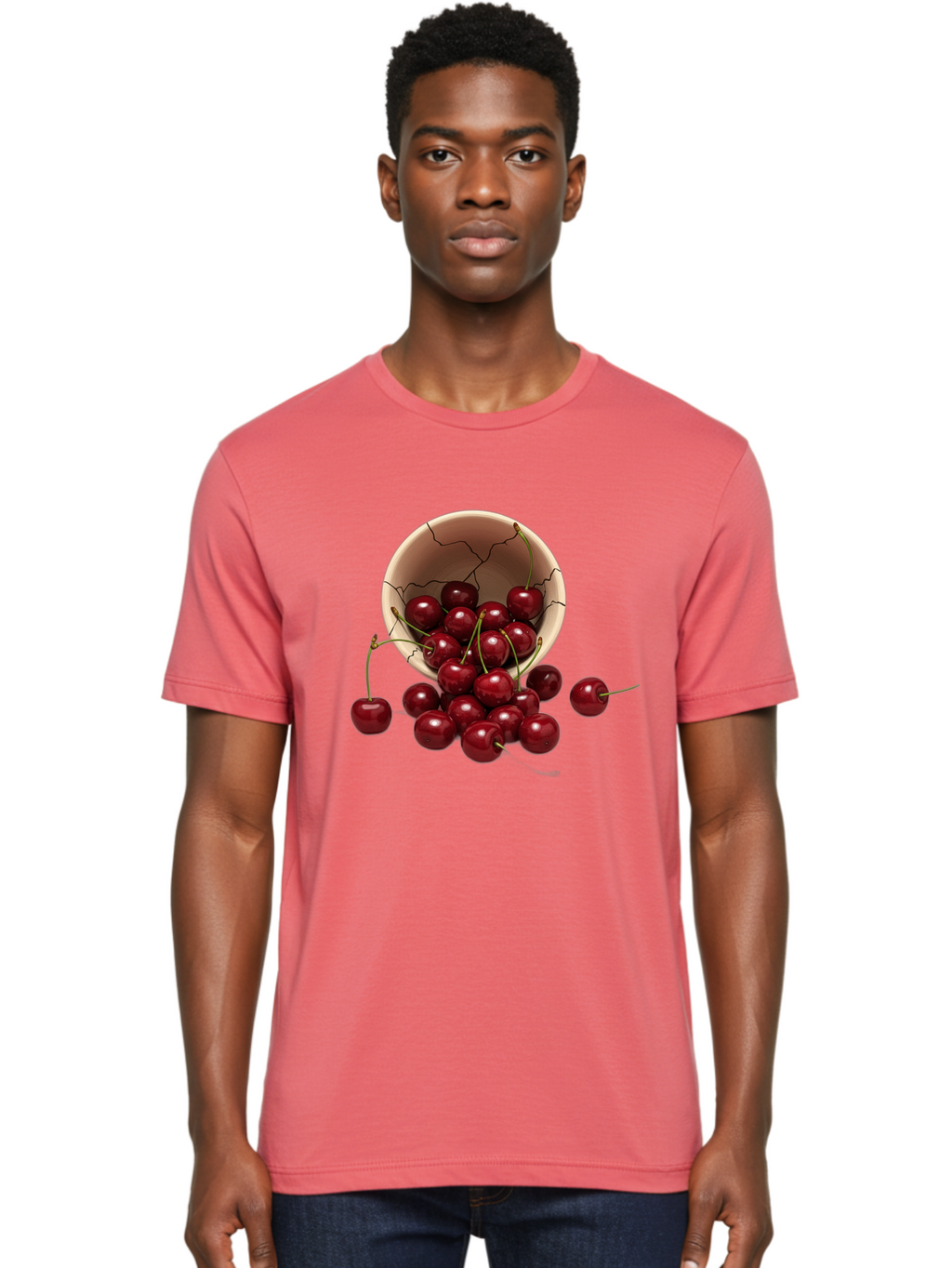 Cherries Men'S Graphic Tee, 100% Cotton, Comfortable Casual Summer Wear, Machine Washable, Vintage Camera, Old Camera, Antique Camera, Black Camera, Classic Photography, Photography Equipment, Nostalgic Device, Film Camera, Camera Art Bah741