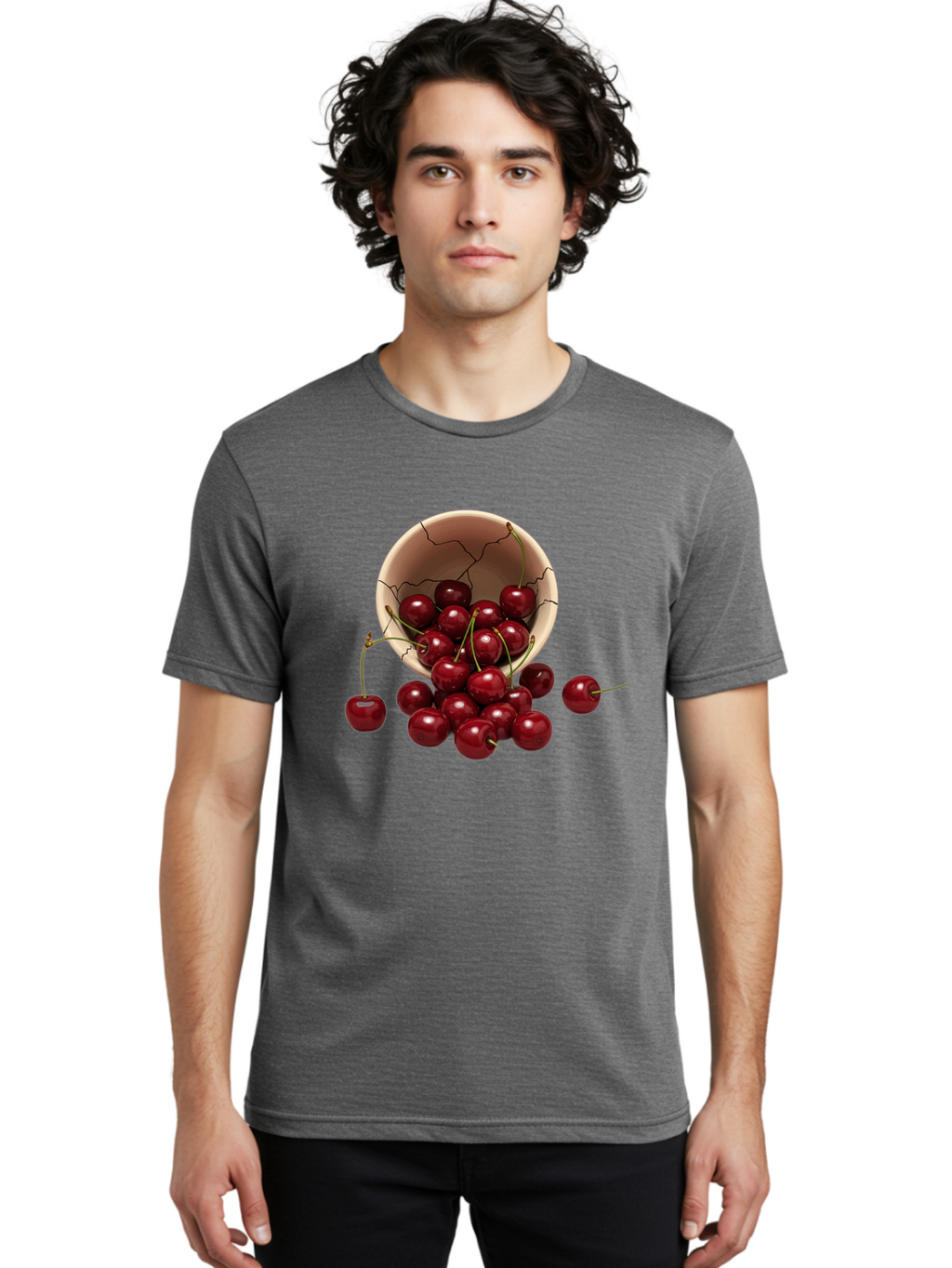 Cherries Men'S Graphic Tee, 100% Cotton, Comfortable Casual Summer Wear, Machine Washable, Vintage Camera, Old Camera, Antique Camera, Black Camera, Classic Photography, Photography Equipment, Nostalgic Device, Film Camera, Camera Art Bah741