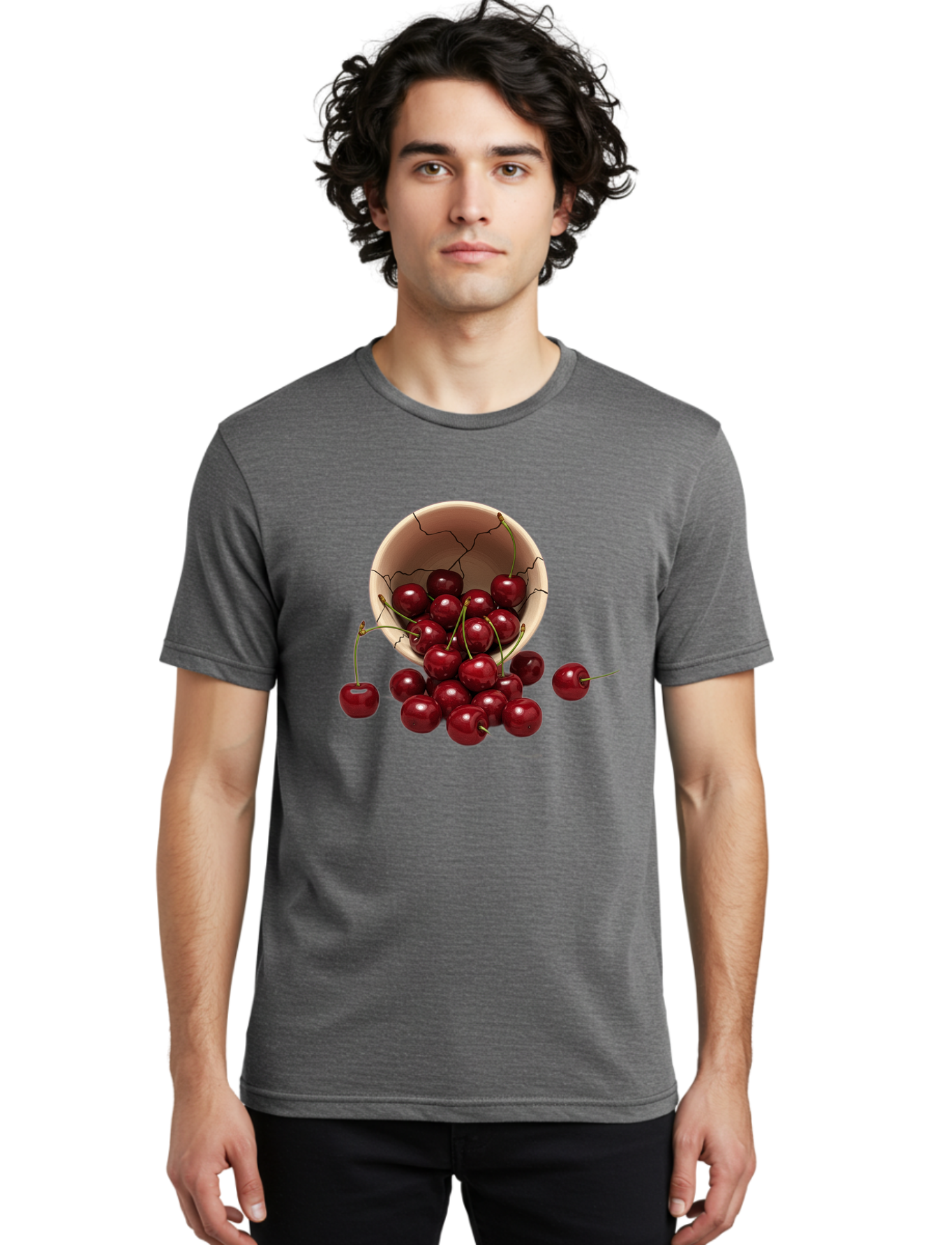 Cherries Men'S Graphic Tee, 100% Cotton, Comfortable Casual Summer Wear, Machine Washable, Vintage Camera, Old Camera, Antique Camera, Black Camera, Classic Photography, Photography Equipment, Nostalgic Device, Film Camera, Camera Art Bah741