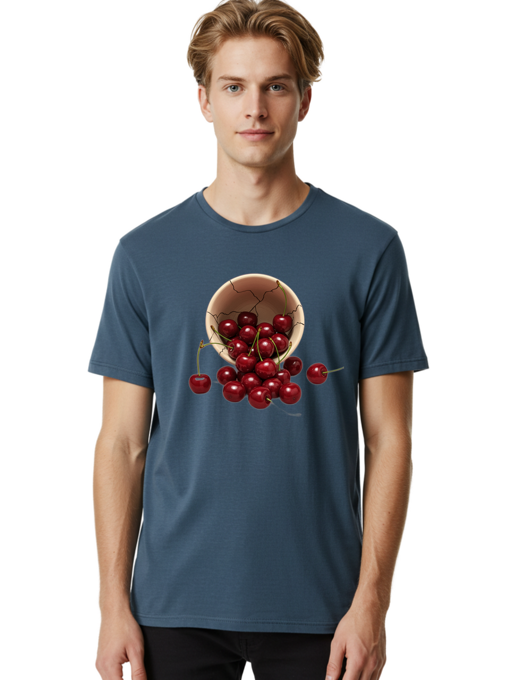 Cherries Men'S Graphic Tee, 100% Cotton, Comfortable Casual Summer Wear, Machine Washable, Vintage Camera, Old Camera, Antique Camera, Black Camera, Classic Photography, Photography Equipment, Nostalgic Device, Film Camera, Camera Art Bah741