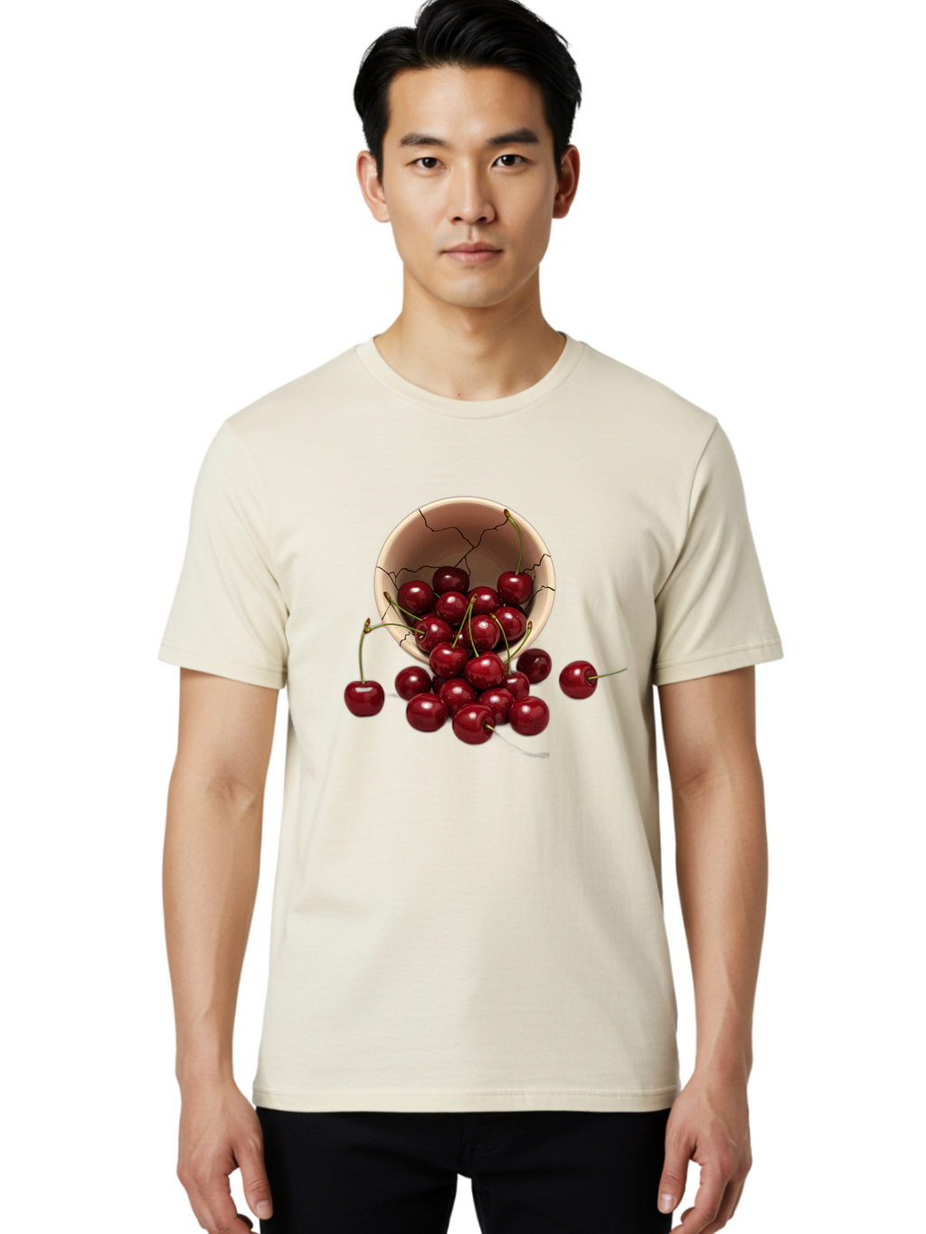 Cherries Men'S Graphic Tee, 100% Cotton, Comfortable Casual Summer Wear, Machine Washable, Vintage Camera, Old Camera, Antique Camera, Black Camera, Classic Photography, Photography Equipment, Nostalgic Device, Film Camera, Camera Art Bah741