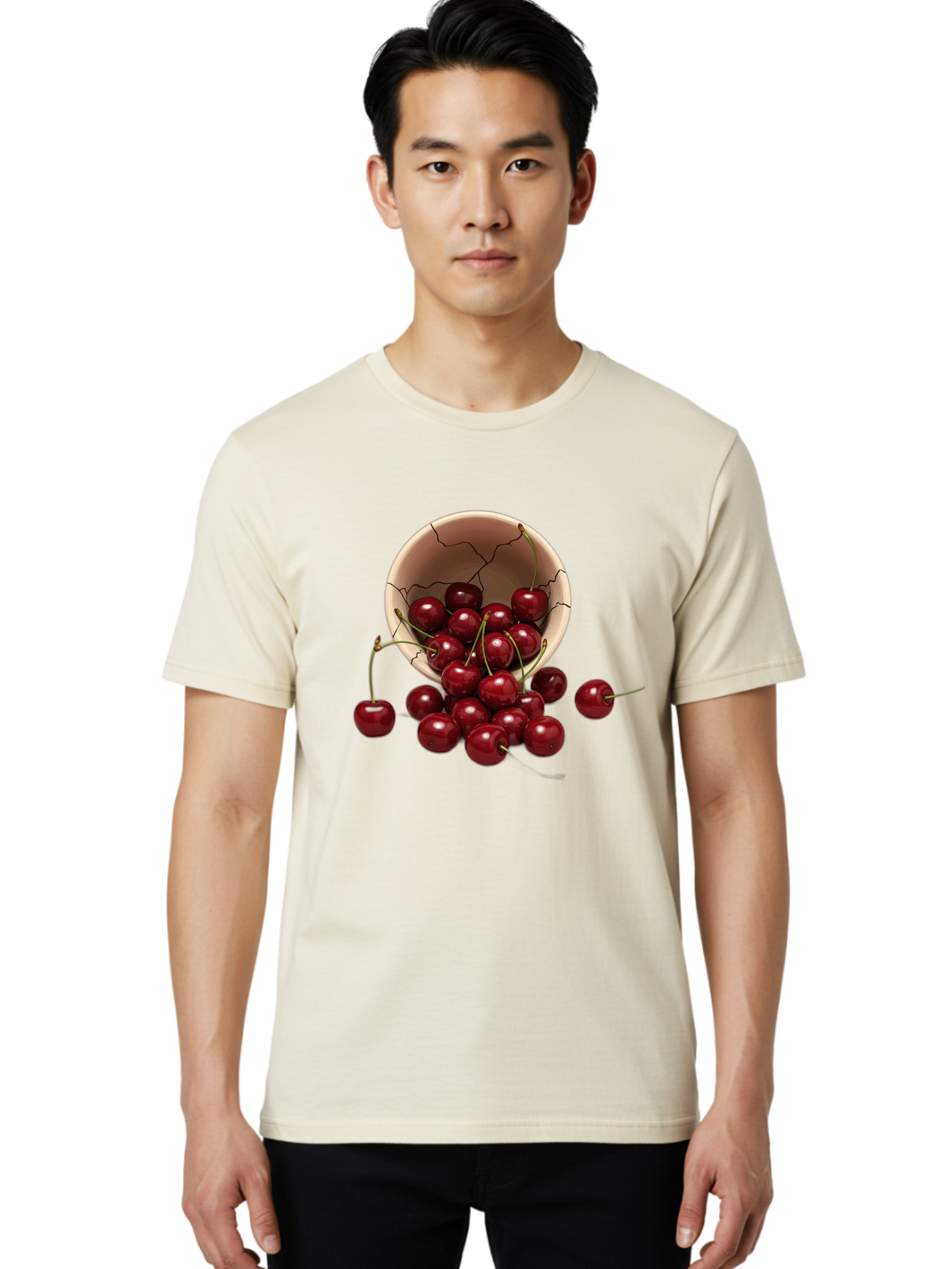 Cherries Men'S Graphic Tee, 100% Cotton, Comfortable Casual Summer Wear, Machine Washable, Vintage Camera, Old Camera, Antique Camera, Black Camera, Classic Photography, Photography Equipment, Nostalgic Device, Film Camera, Camera Art Bah741