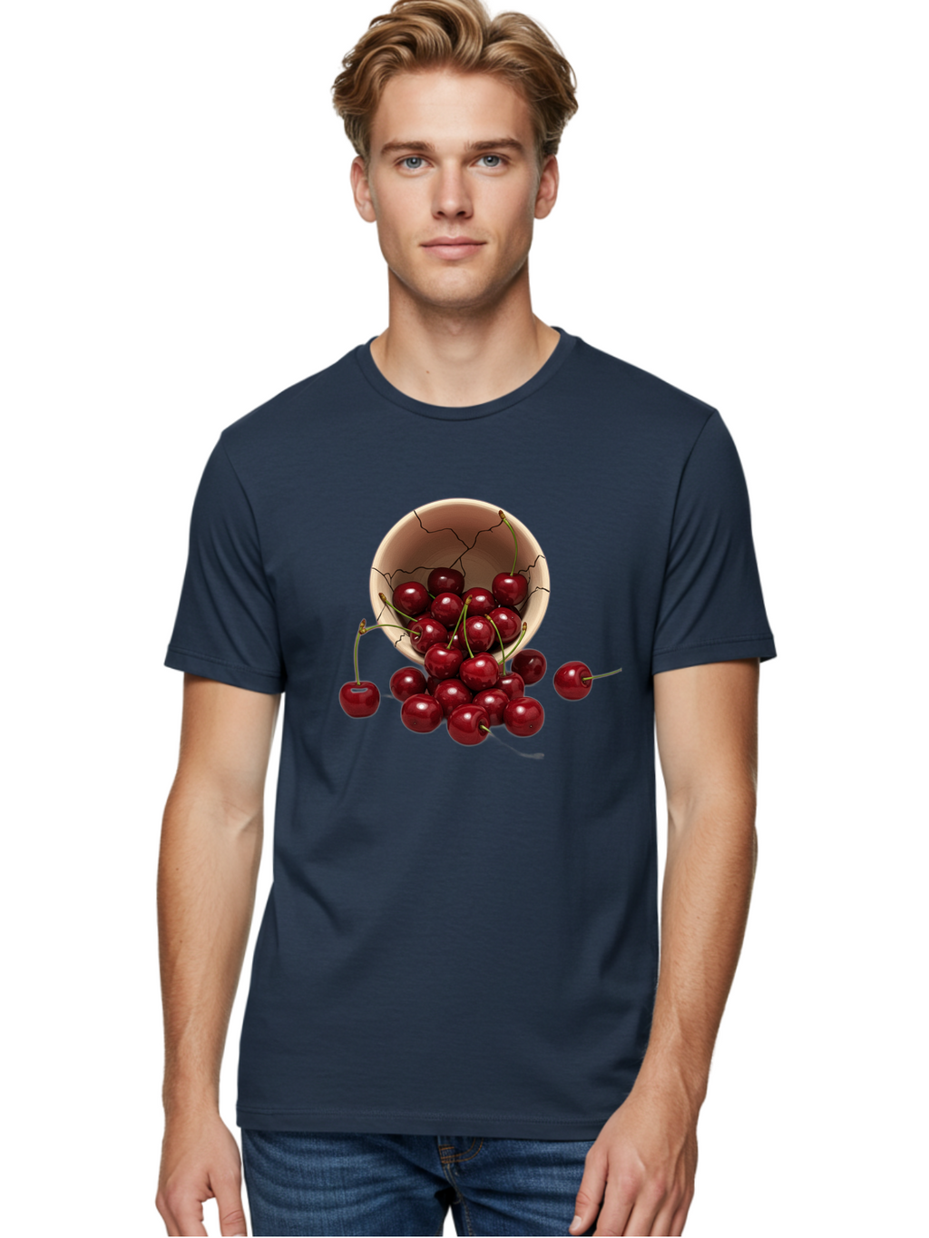 Cherries Men'S Graphic Tee, 100% Cotton, Comfortable Casual Summer Wear, Machine Washable, Vintage Camera, Old Camera, Antique Camera, Black Camera, Classic Photography, Photography Equipment, Nostalgic Device, Film Camera, Camera Art Bah741
