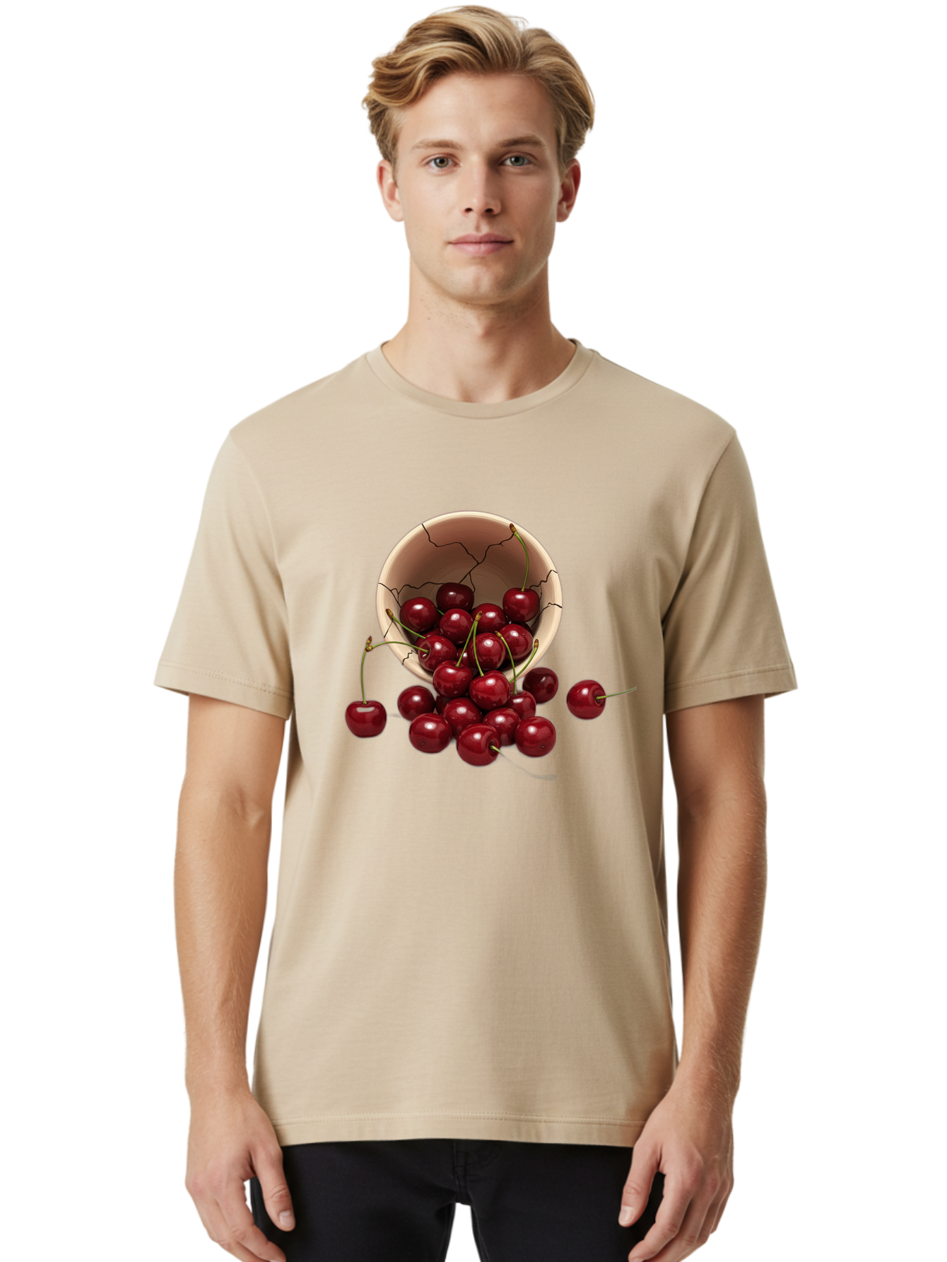 Cherries Men'S Graphic Tee, 100% Cotton, Comfortable Casual Summer Wear, Machine Washable, Vintage Camera, Old Camera, Antique Camera, Black Camera, Classic Photography, Photography Equipment, Nostalgic Device, Film Camera, Camera Art Bah741