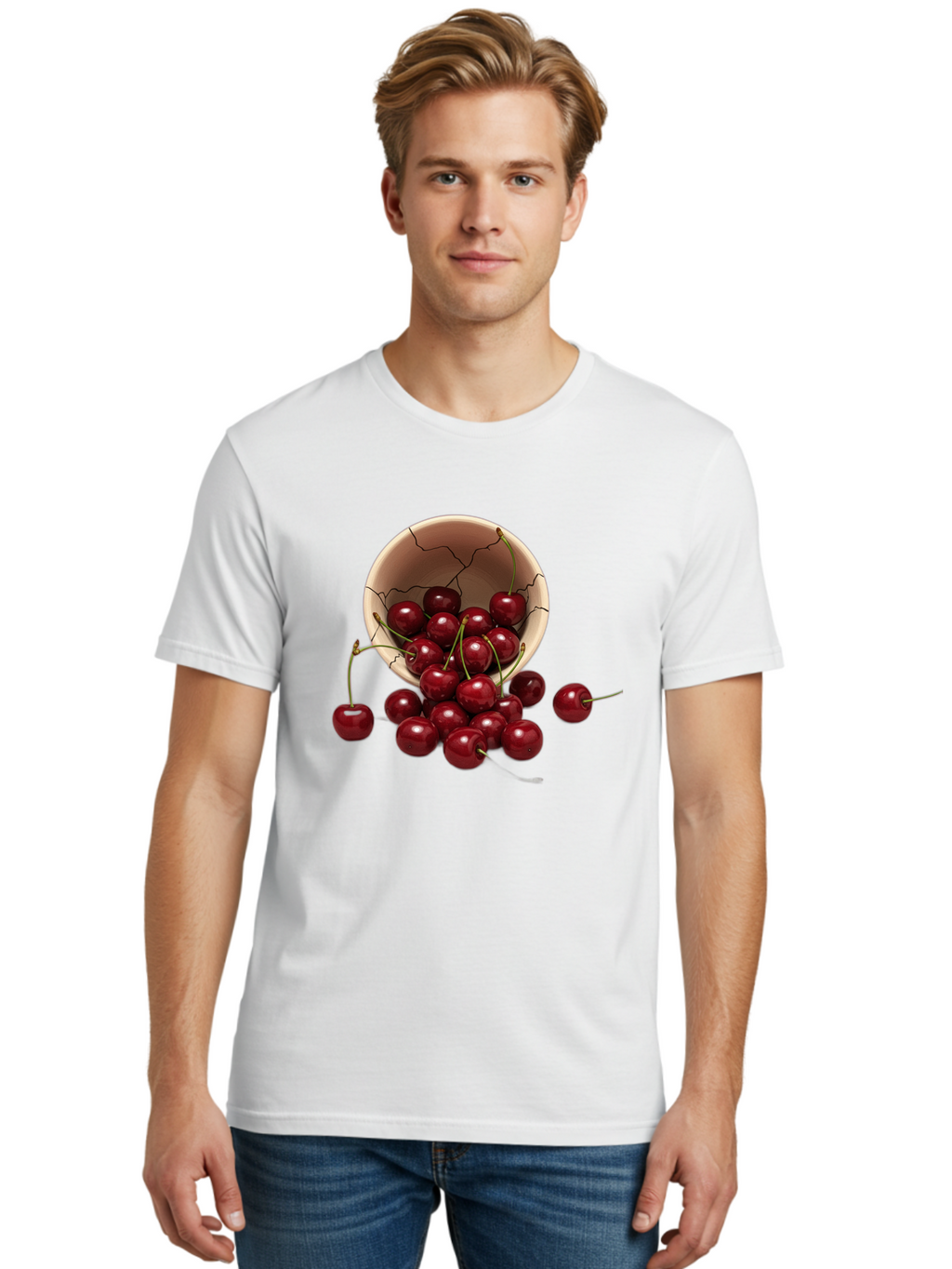 Cherries Men'S Graphic Tee, 100% Cotton, Comfortable Casual Summer Wear, Machine Washable, Vintage Camera, Old Camera, Antique Camera, Black Camera, Classic Photography, Photography Equipment, Nostalgic Device, Film Camera, Camera Art Bah741