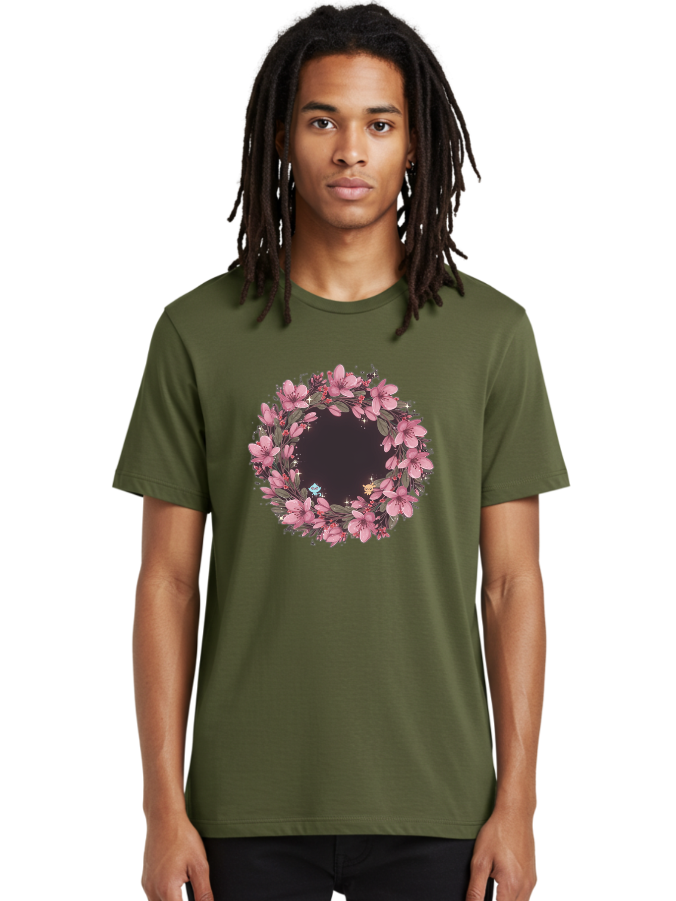 Cherry-Blossom-Wreath Men'S Graphic Tee, 100% Cotton, Comfortable Casual Summer Wear, Machine Washable, Vintage Camera, Old Camera, Antique Camera, Black Camera, Classic Photography, Photography Equipment, Nostalgic Device, Film Camera, Bah743